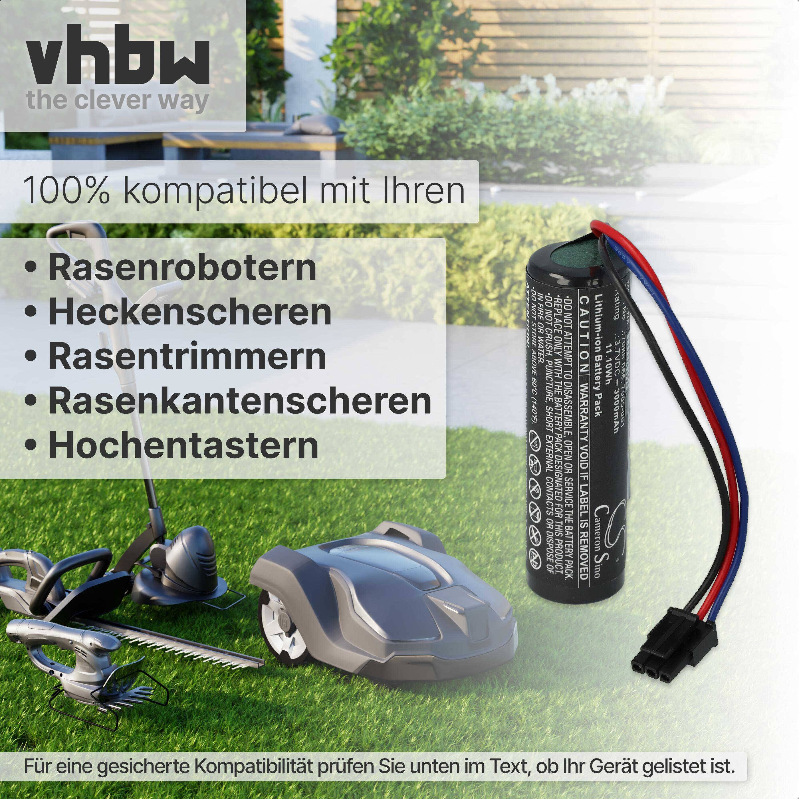 vhbw Akku Ersatz für Wolf Garten 7085-061, 7085-066 für Rasenmäher (3000mAh, 3,7V, Li-Ion)