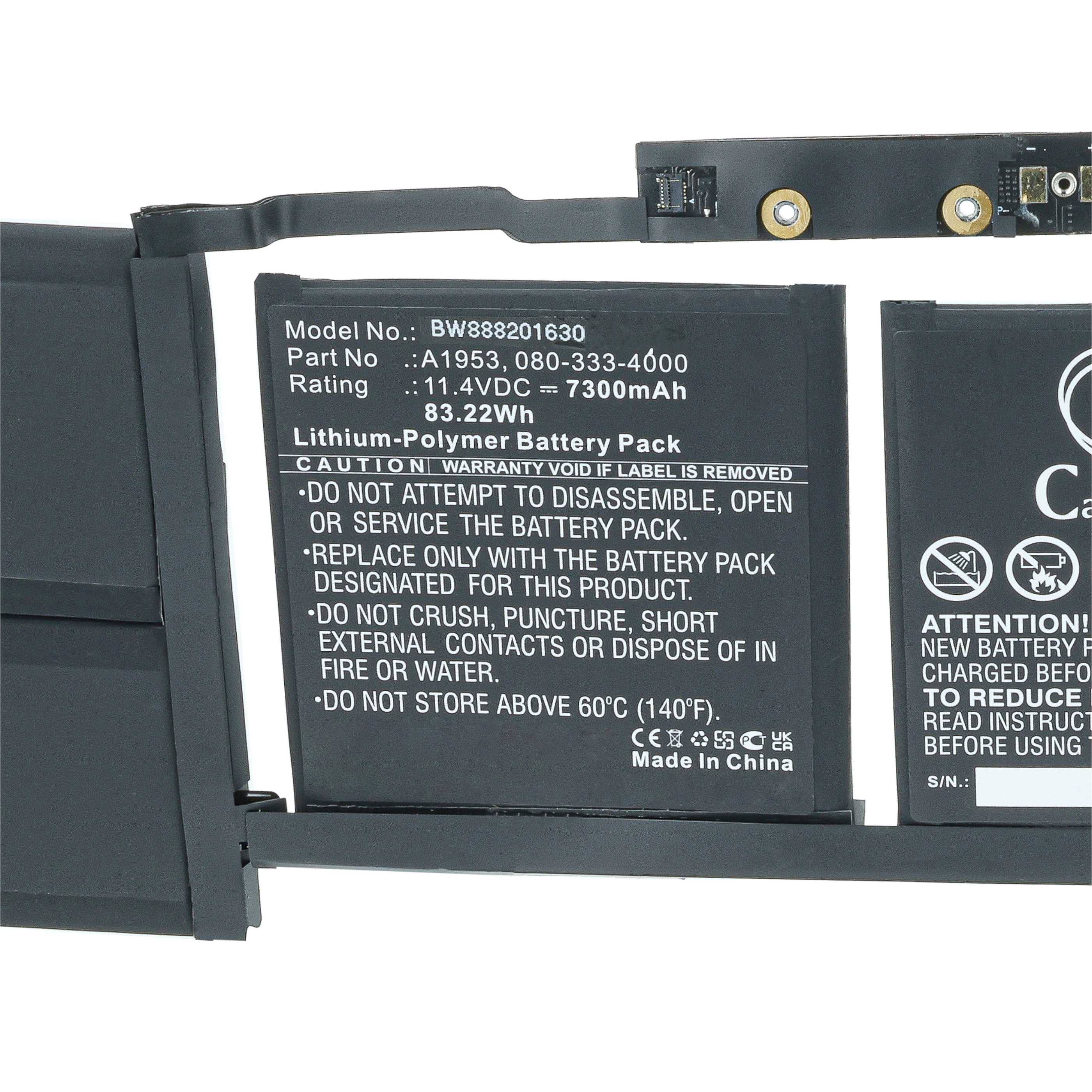 vhbw Akku kompatibel mit Apple Macbook Pro Core I9 2.9G 15 | Notebook Touch 2018 Vega (7300 mAh, 11,4 V, Li-Polymer)