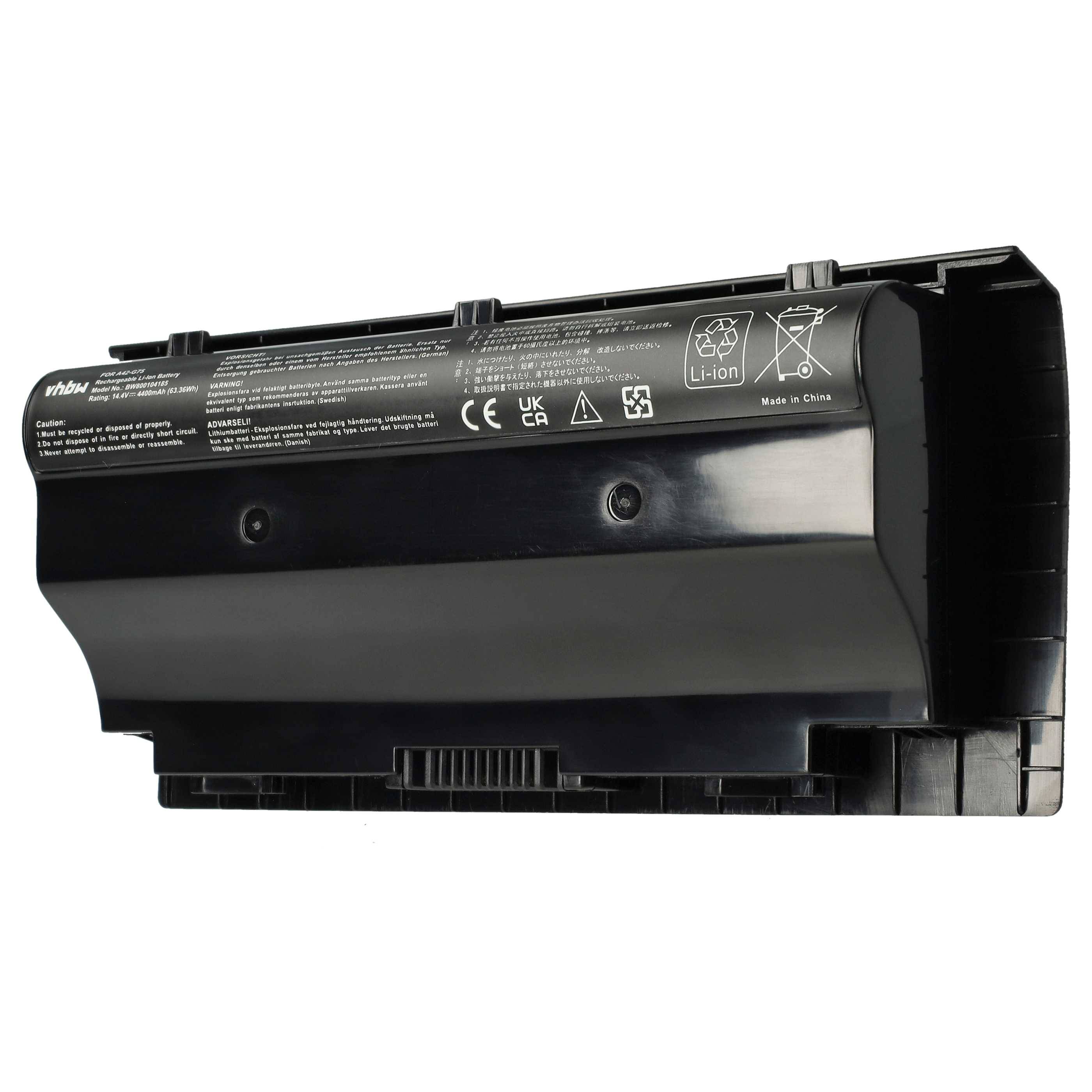 vhbw Akku kompatibel mit Asus G75VW-T1031V, G75VW-T1019V, G75VW-T1013V, G75VW-RS72-CA Notebook (4400 mAh, 14,8 V, Li-Ion)