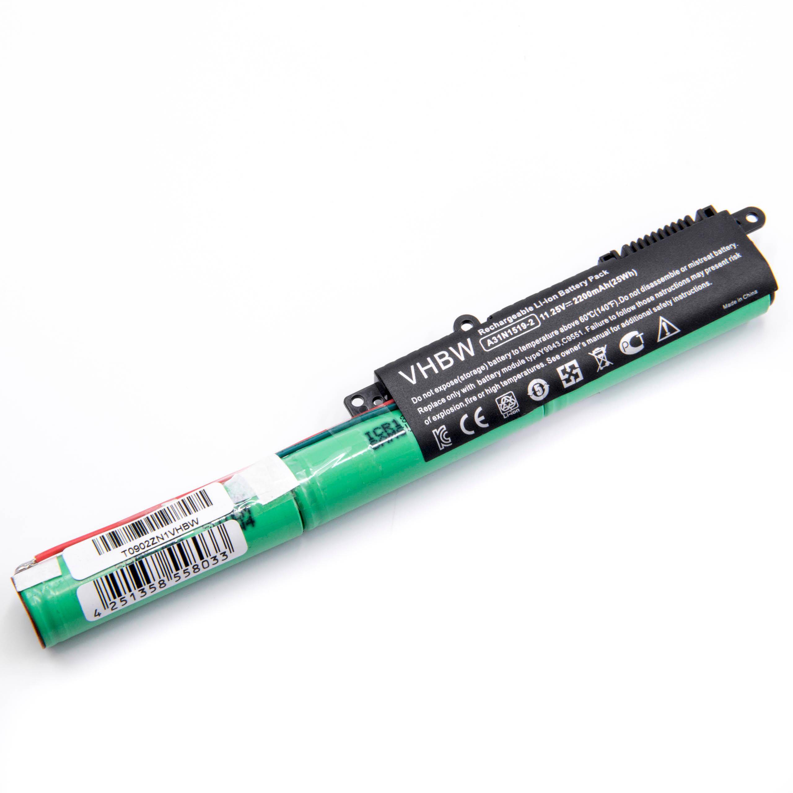 vhbw Akku kompatibel mit Asus VivoBook X540LJ-XX513T, X540LJ-XX550T, X540LJ-XX403D, X540LJ-XX512D Notebook (2200 mAh, 11,25 V, Li-Ion)