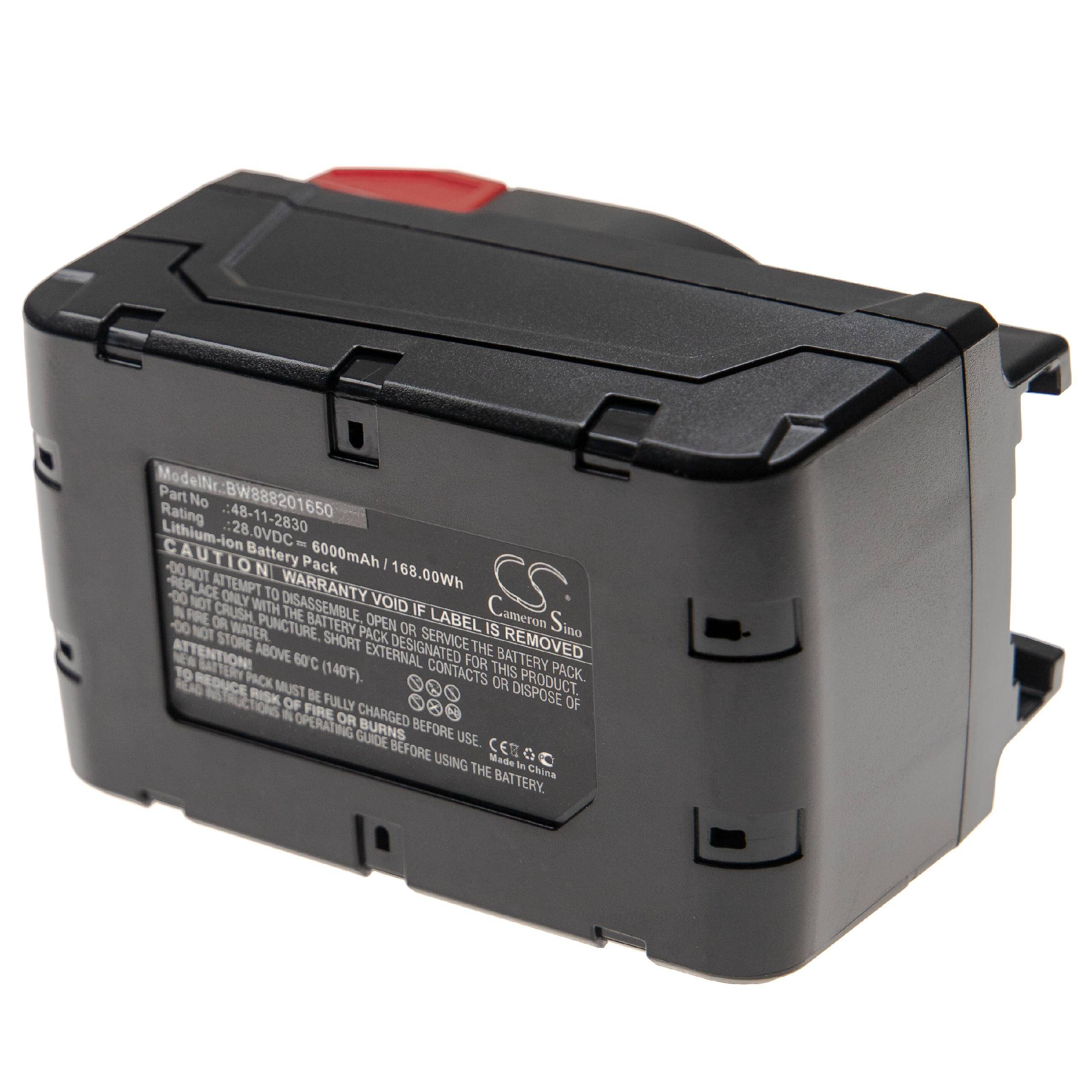vhbw Akku kompatibel mit Milwaukee HD28 VC/0, M28 WL LED, V28 BS, V28 CS, V28 H, V28 HX Elektrowerkzeug (6000mAh Li-Ion 28 V)