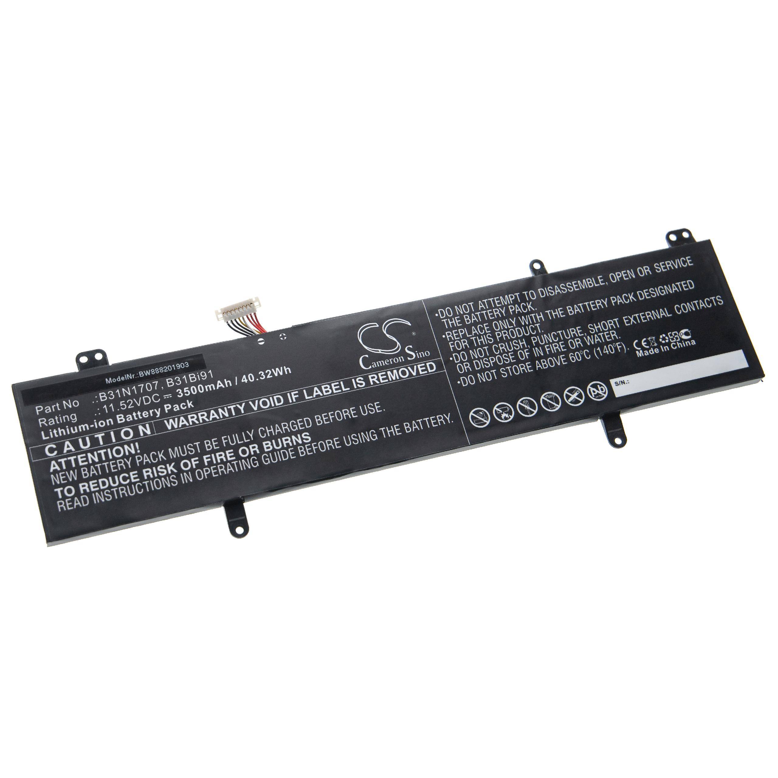 vhbw Akku kompatibel mit Asus P1410UF, F411UF, S4100VN8550U, S4100V, A411UF, S410UA, S410U Notebook (3500 mAh, 11,52 V, Li-Ion)