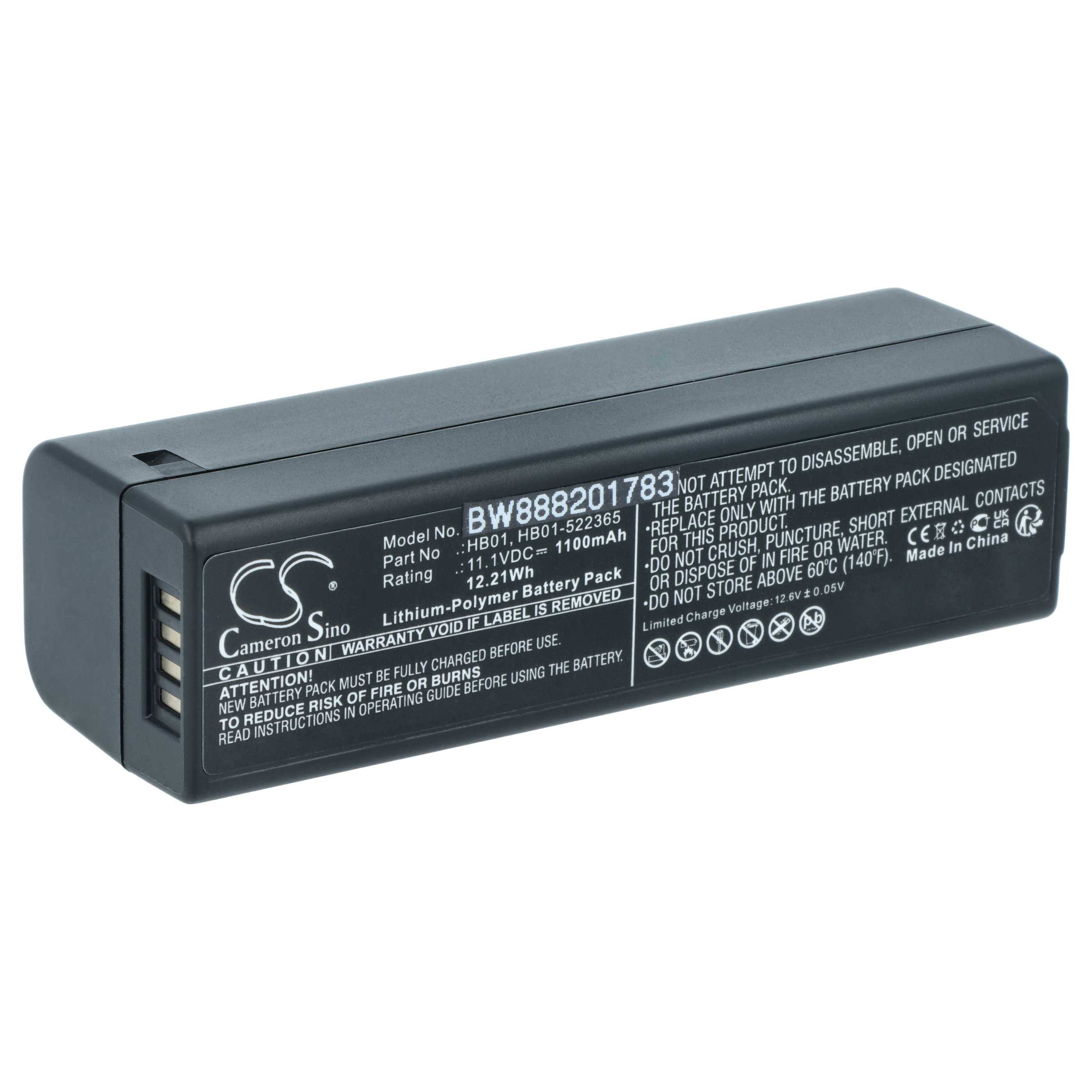 vhbw Akku Ersatz für DJI HB01, HB01-522365 für Kamera (1100 mAh, 11,1 V, Li-Polymer)