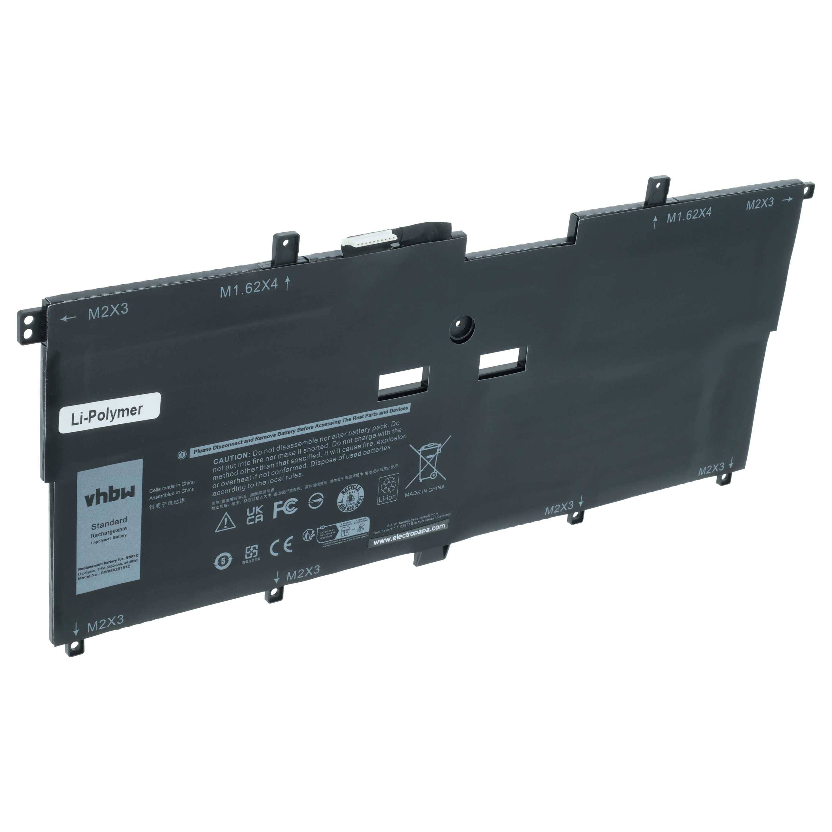 vhbw Akku kompatibel mit Dell XPS 13-9365-D1605TS, 13-9365-D1805TS, 13 9365, 13 9365 2-in-1 Notebook (5850 mAh, 7,6 V, Li-Polymer)