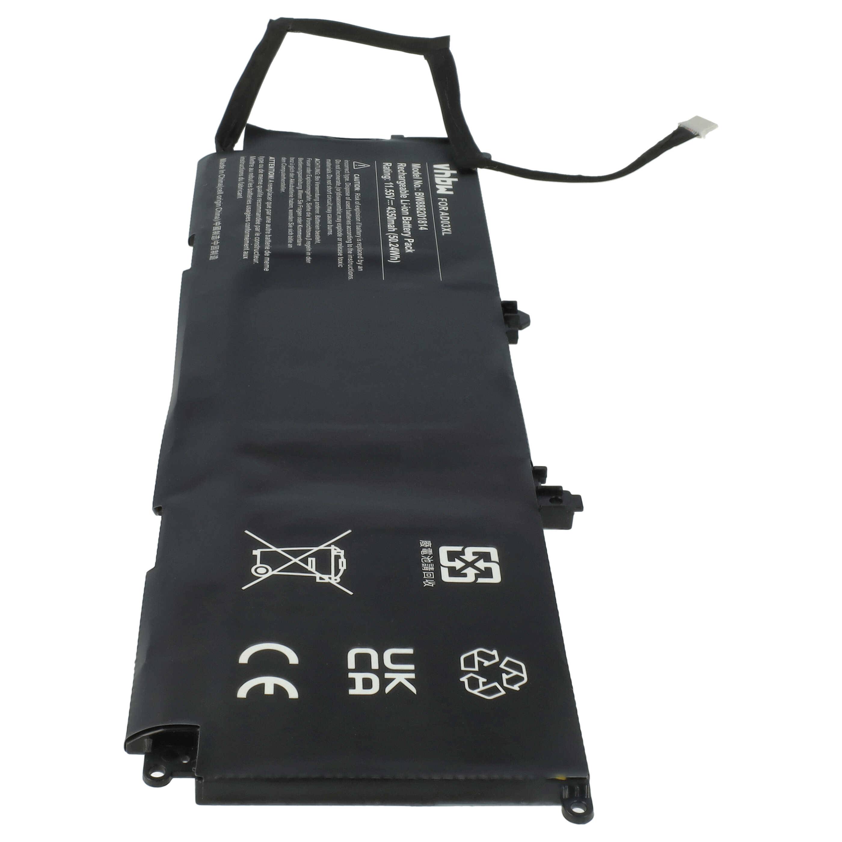 vhbw Akku kompatibel mit HP Envy 13-ad003ng, 13-AD003NK, 13-AD003NE, 13-AD003NF, 13-AD002TX Notebook (4350 mAh, 11,55 V, Li-Ion)