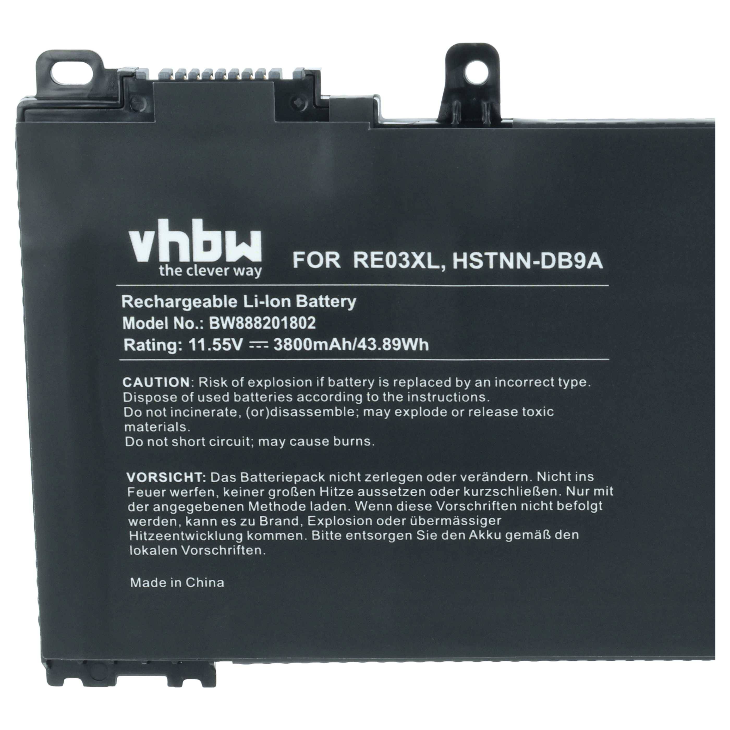 vhbw Akku kompatibel mit HP ProBook 430 G6-6HL90EA, 430 G6-6JG65PA, 430 G6-6JY57PA Notebook (3800mAh, 11,55V, Li-Polymer)