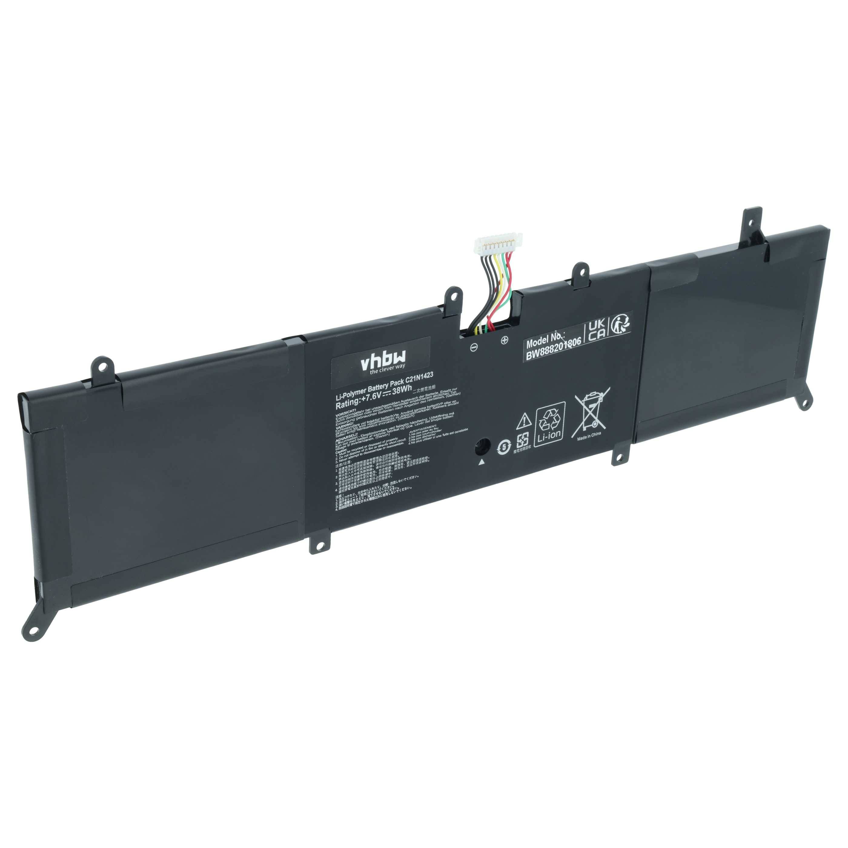 vhbw Akku kompatibel mit Asus R301UV-FN037T, R301UV-FN061T, R301UA-R4270T, R301UV-FN026T Notebook (4900 mAh, 7,6 V, Li-Polymer)