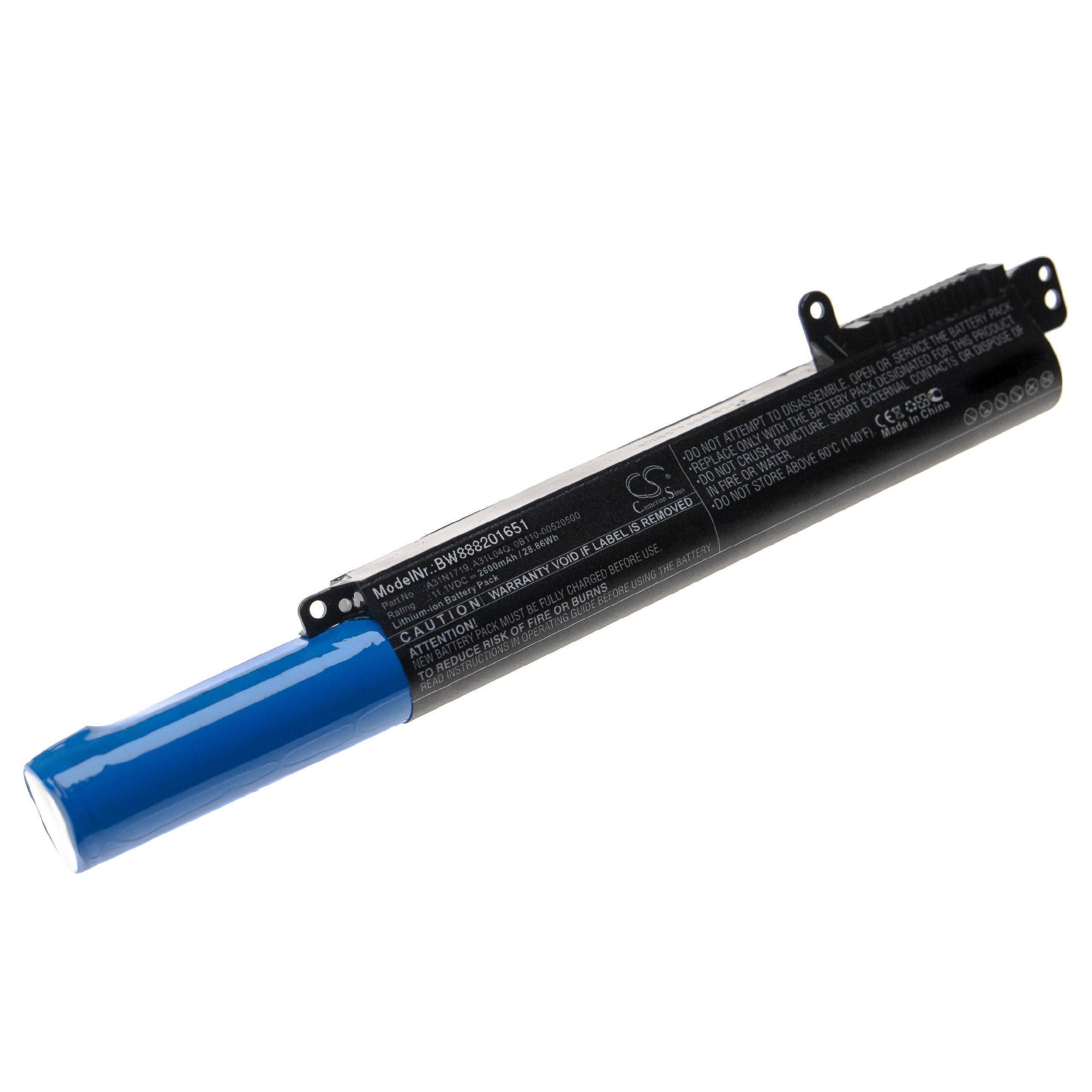 vhbw Akku kompatibel mit Asus R507UB-BR120, R507UB-BQ160T, R507UB-BQ166T, R507UB-BR119 Notebook (2600 mAh, 11,1 V, Li-Ion)