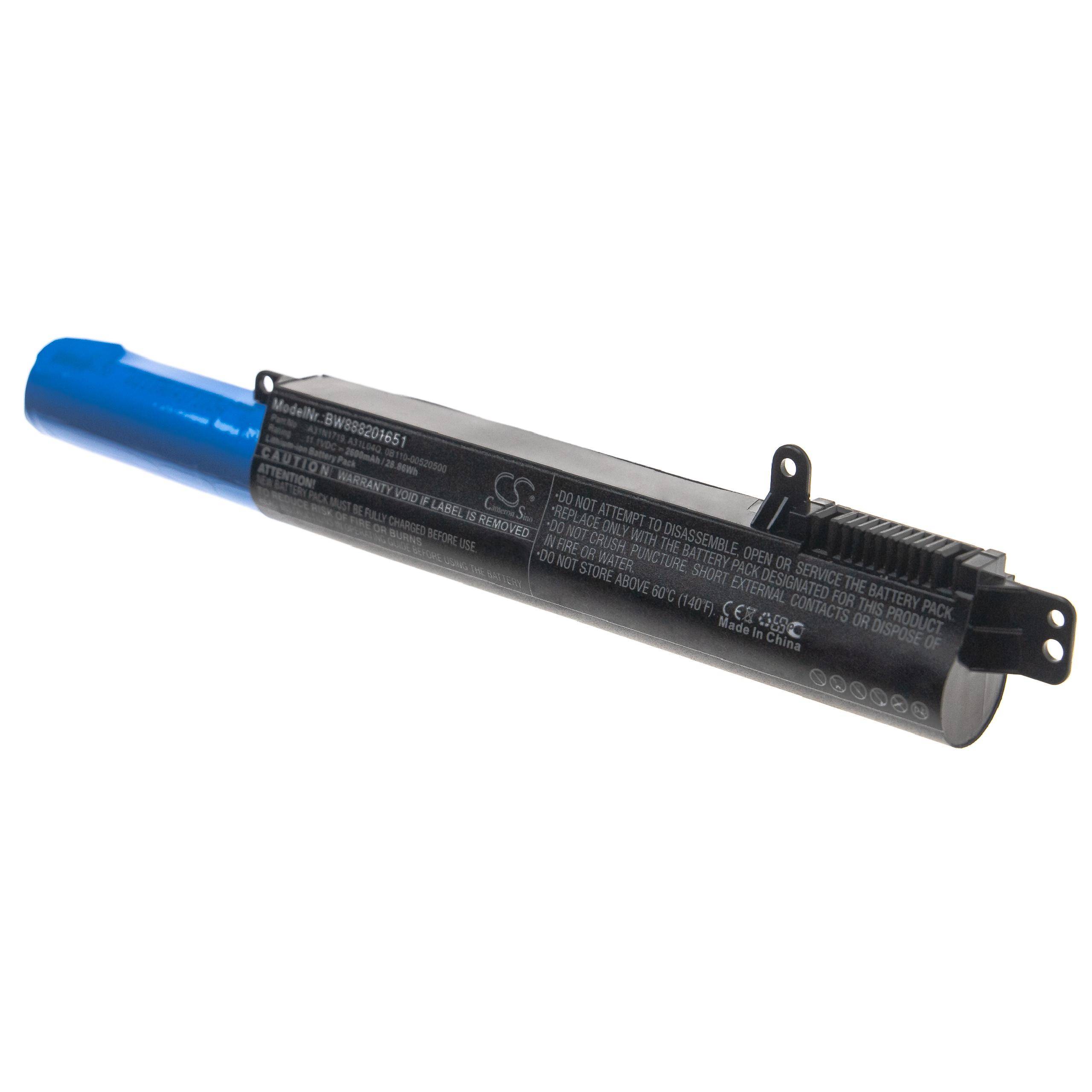 vhbw Akku kompatibel mit Asus X507UA-EJ858T, X507UB, X507UB-1B, X507UA- EJ836T, X507UB-1C Notebook (2600 mAh, 11,1 V, Li-Ion)