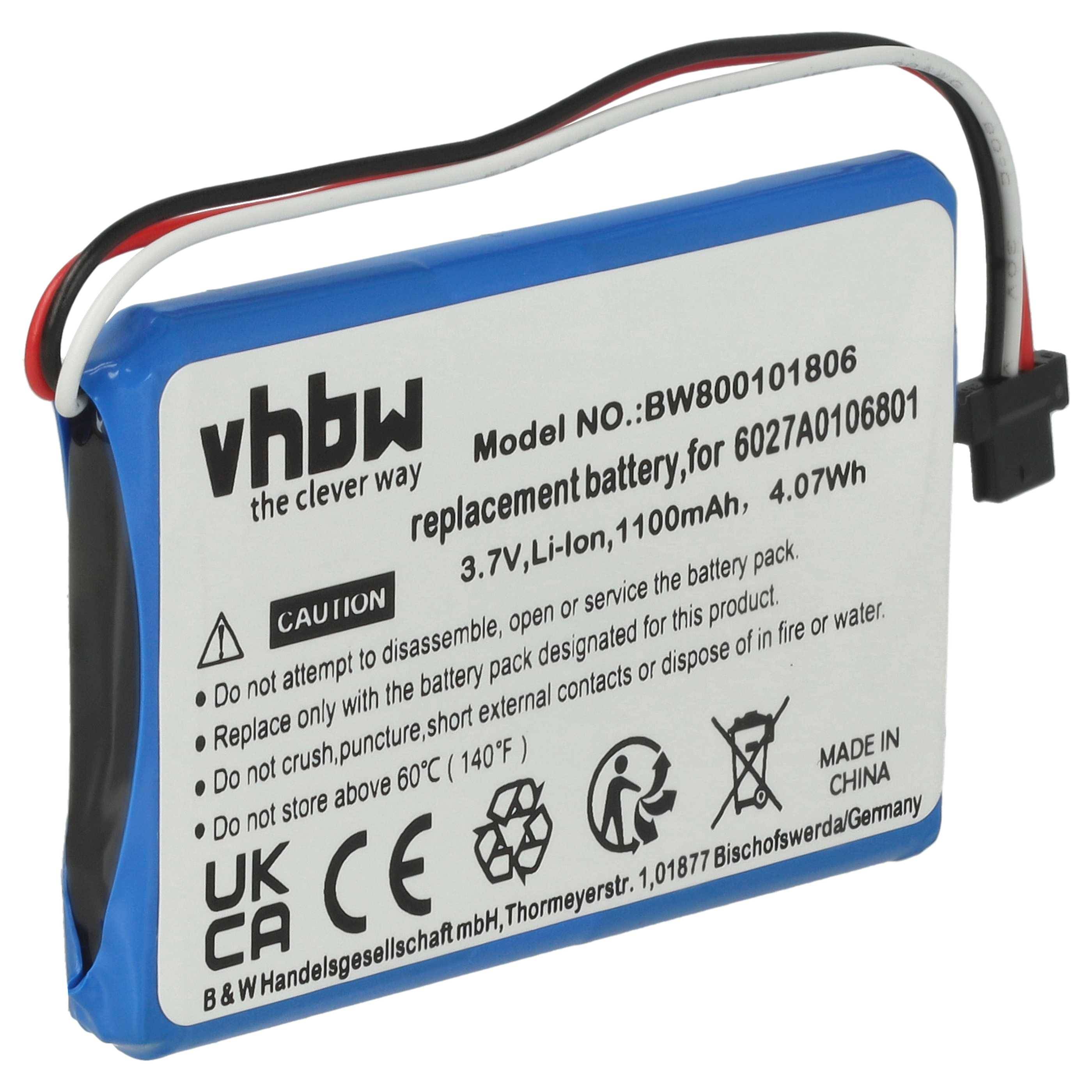 vhbw Akku kompatibel mit TomTom XL2 V4, 4ET0.002.02, 4ET03, XL Holiday, XL IQ GPS Navigation Navi (1100 mAh, 3,7 V, Li-Ion)