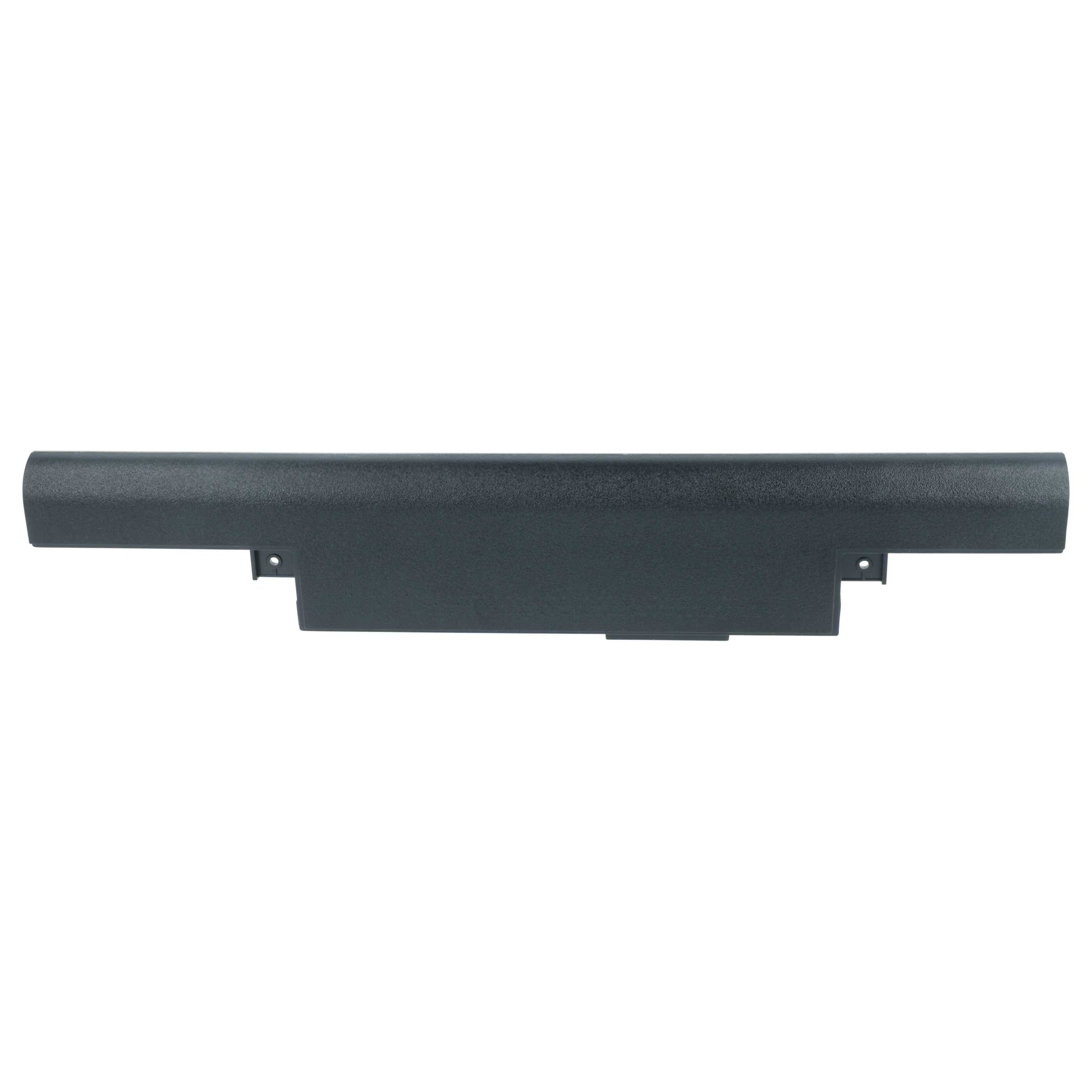 Eine schwarze Laptop-Batterie, rechteckig in Form, entwickelt zur Installation auf der Unterseite eines kompatiblen Laptop-Geräts.