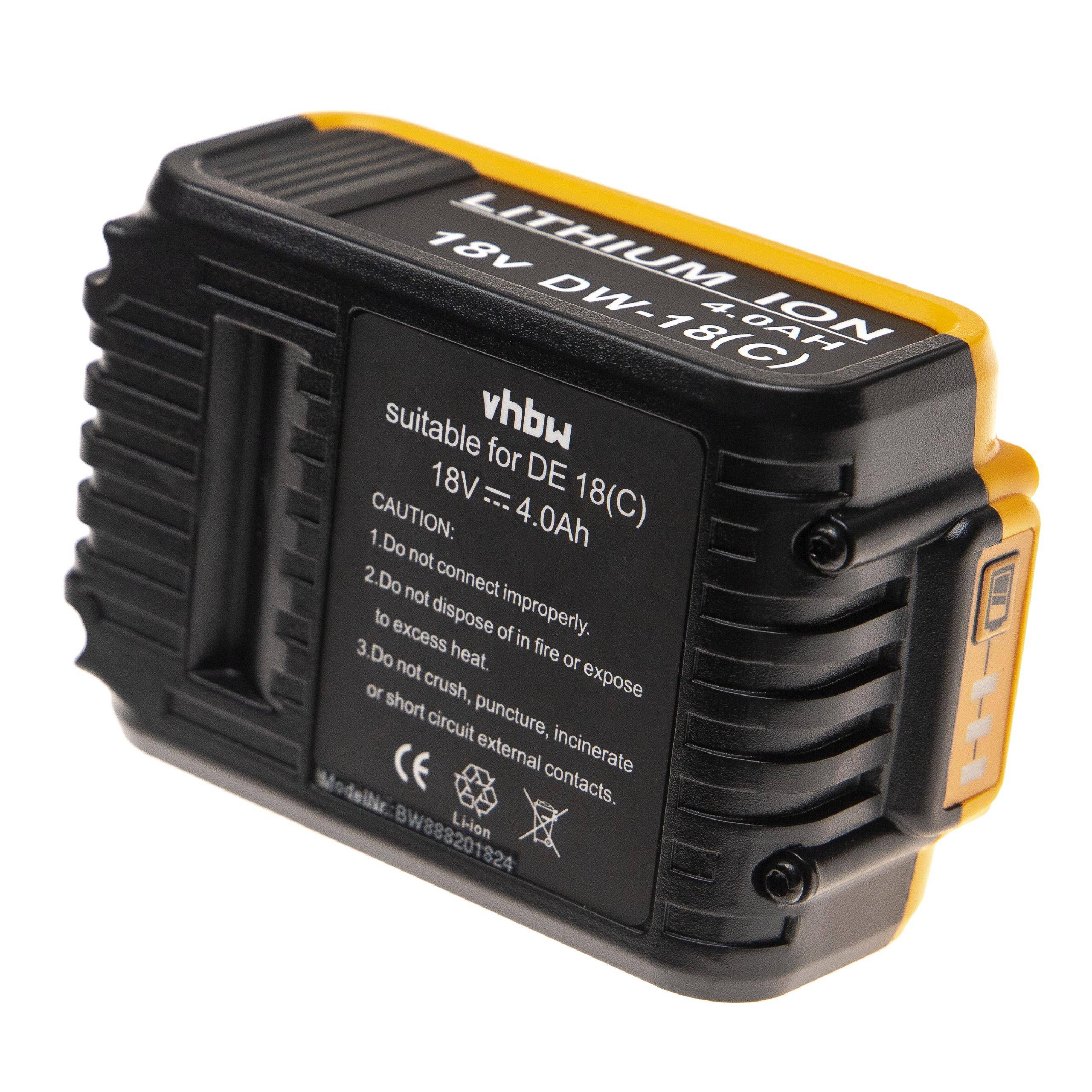 vhbw Akku kompatibel mit Dewalt DCF620P2K, DCF880HL2, DCF880C1-JP, DCF622P2, DCF880, DCF622NT, DCF622 Werkzeug (4000 mAh, Li-Ion, 18 V)