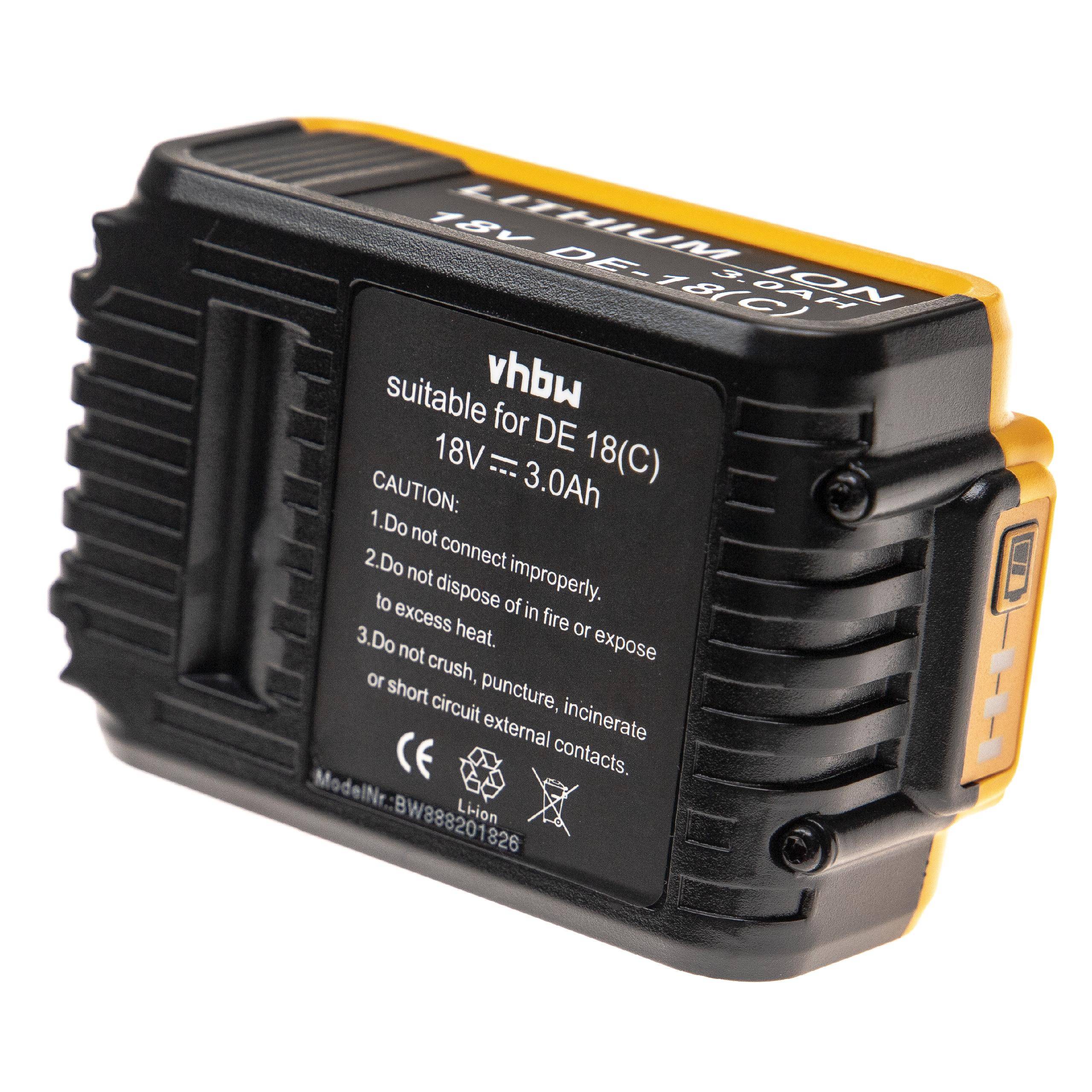 vhbw Akku kompatibel mit Dewalt DCS350N, DCS335N, DCS334NT, DCS334NT-XJ, DCS350NT, DCS334N-XJ Werkzeug (3000 mAh, Li-Ion, 18 V)