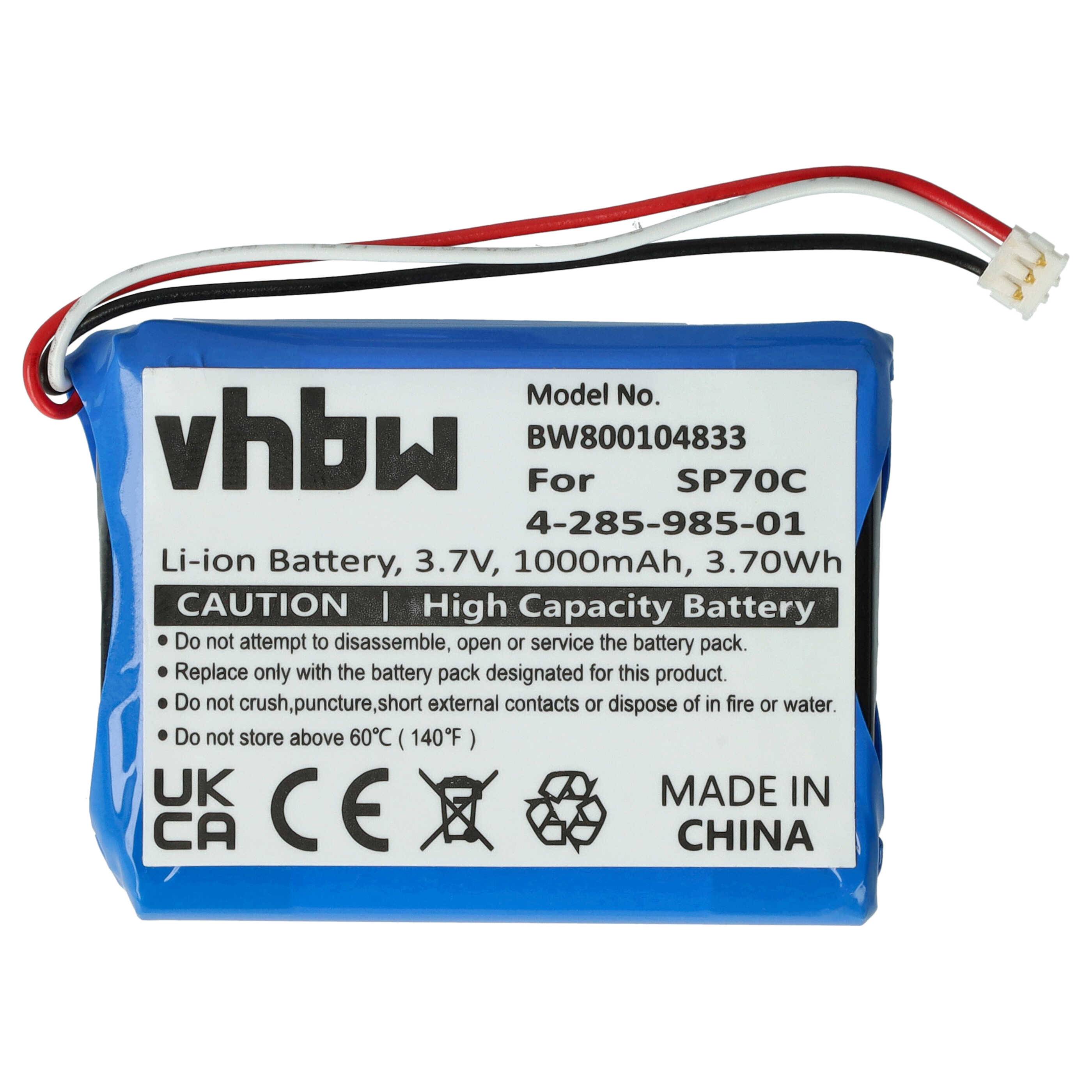 vhbw Akku kompatibel mit Sony Pulse Wireless Headset 7.1 Spielekonsole (1000 mAh, 3,7 V, Li-Ion)