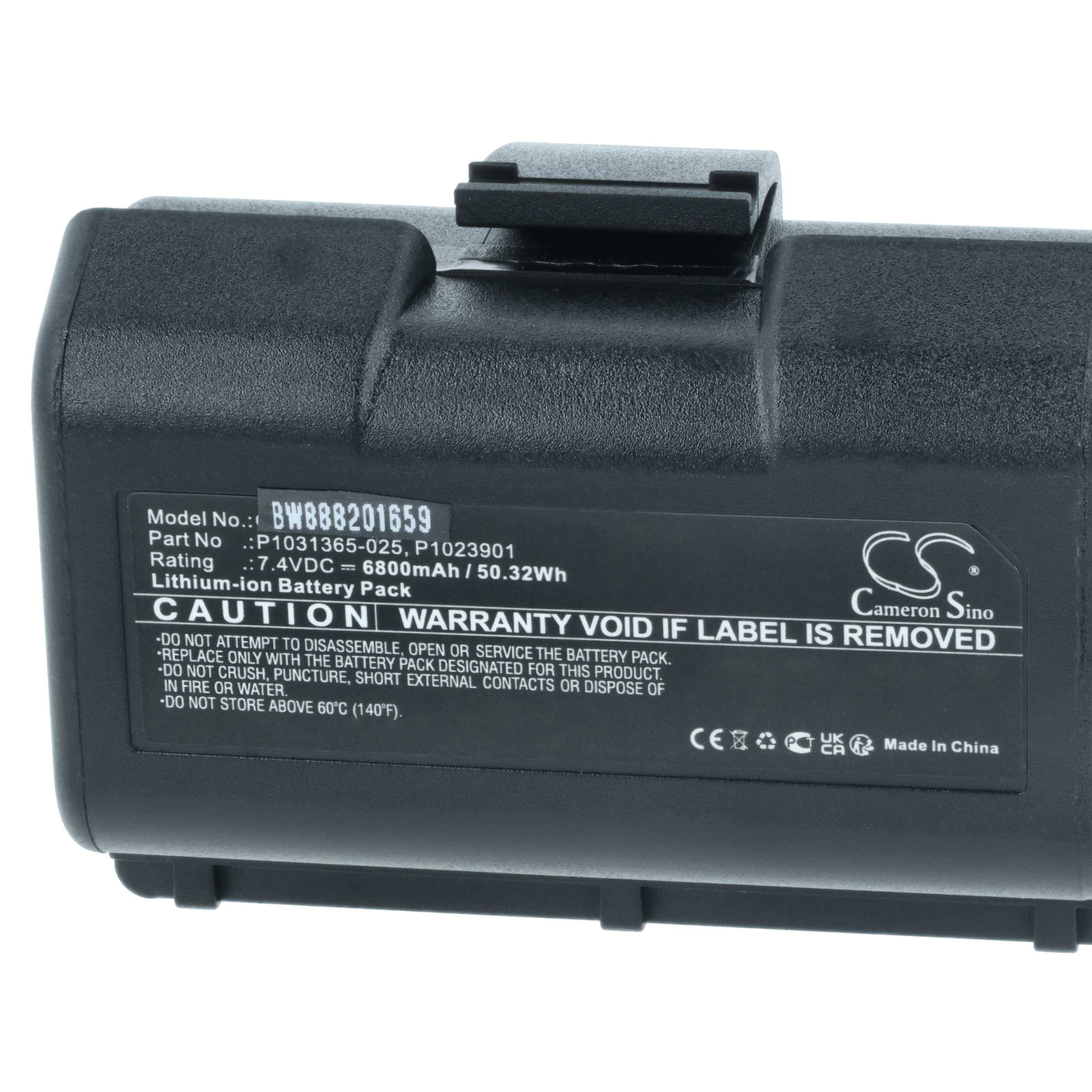 Lithium-Ionen-Akkupack mit Modellnummer BW88201659, 7,4V, 6800mAh Kapazität. Warnung zur sachgemäßen Verwendung und Entsorgung. Hergestellt in China.
