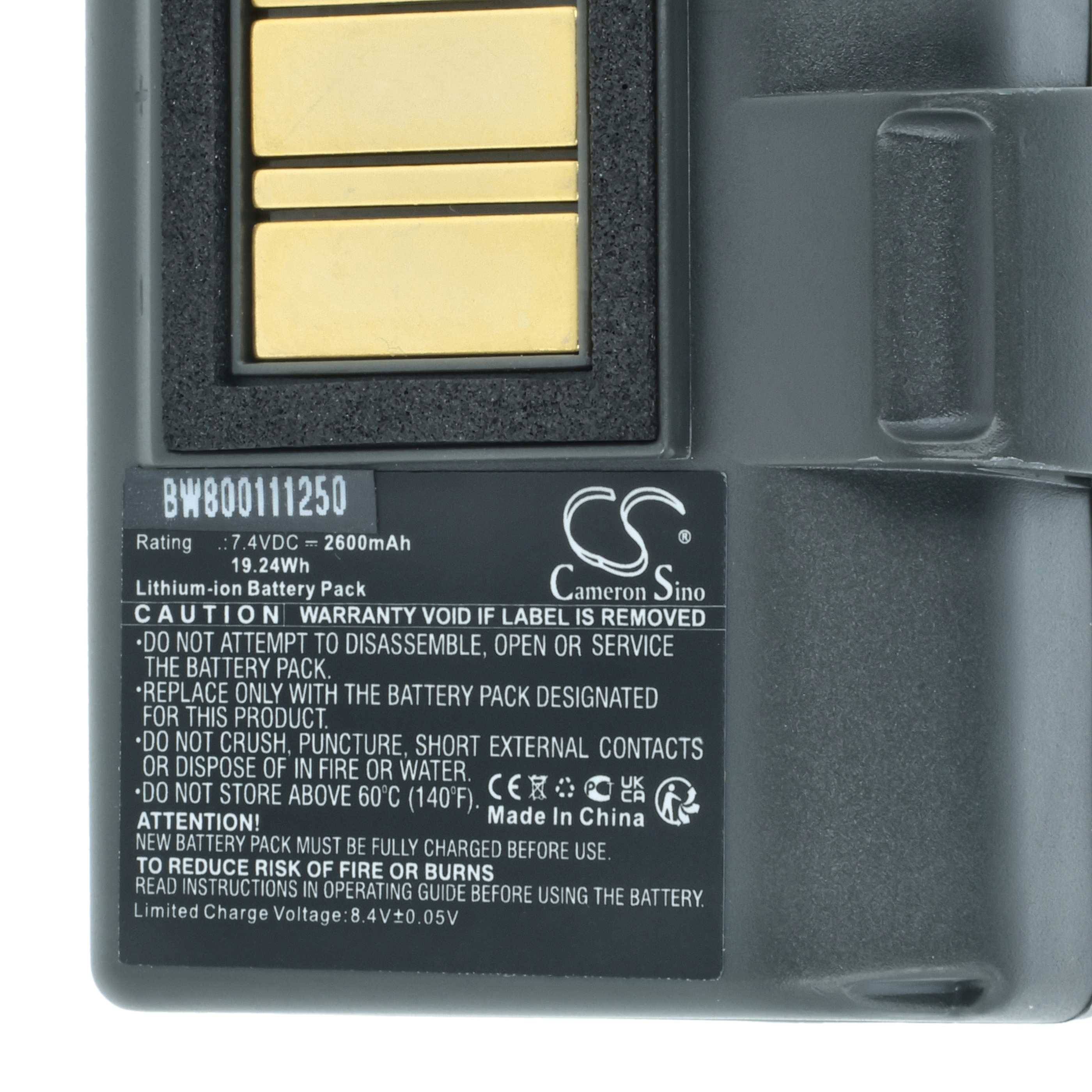 Batterie-Pack mit Aufschrift 'Cameron Sino', Modell BW800111250, 7,4V, 2600mAh, Lithium-Ionen, mit dem Hinweis, nur das angegebene Batterie-Pack zu verwenden.