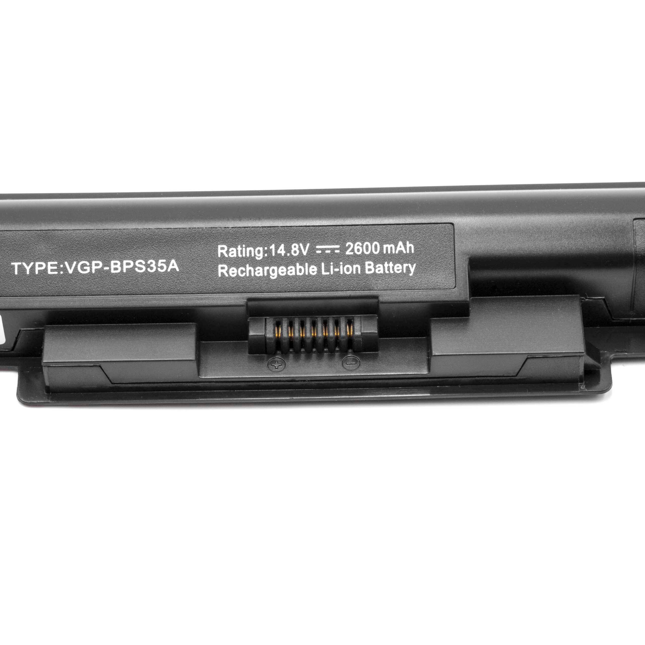 vhbw Akku kompatibel mit Sony Vaio SVF15218SC, SVF15218CXB, SVF15218CXP, SVF15218SCW, SVF15218SF Notebook (2600 mAh, 14,8 V, Li-Ion)