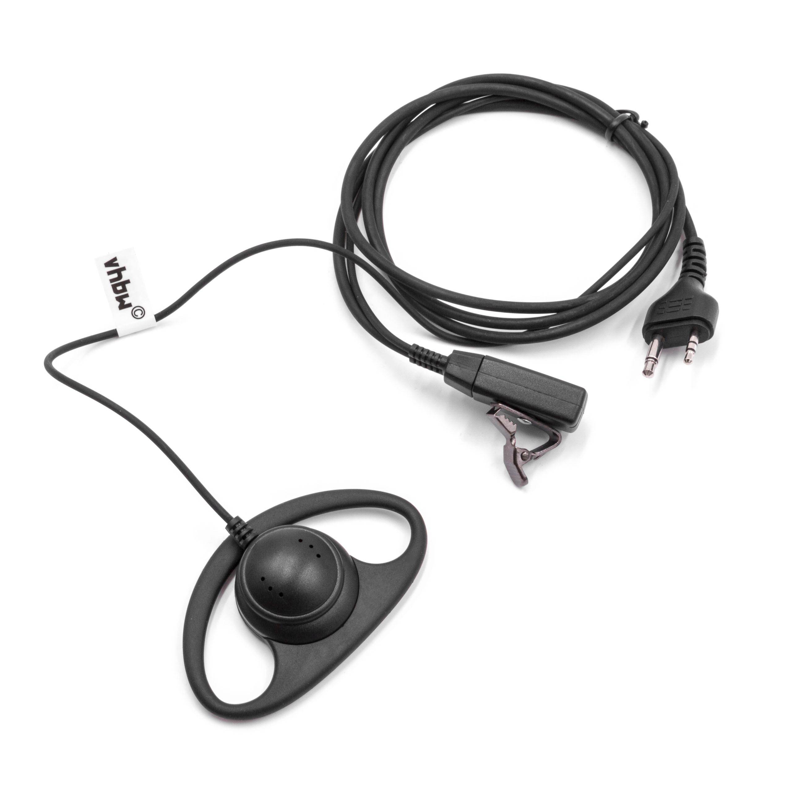 vhbw Headset kompatibel mit Midland GXT310, GXT300, GXT400, GXT325, GXT2050, GXT255, GXT225, GXT444, GXT250 Funkgerät - schwarz