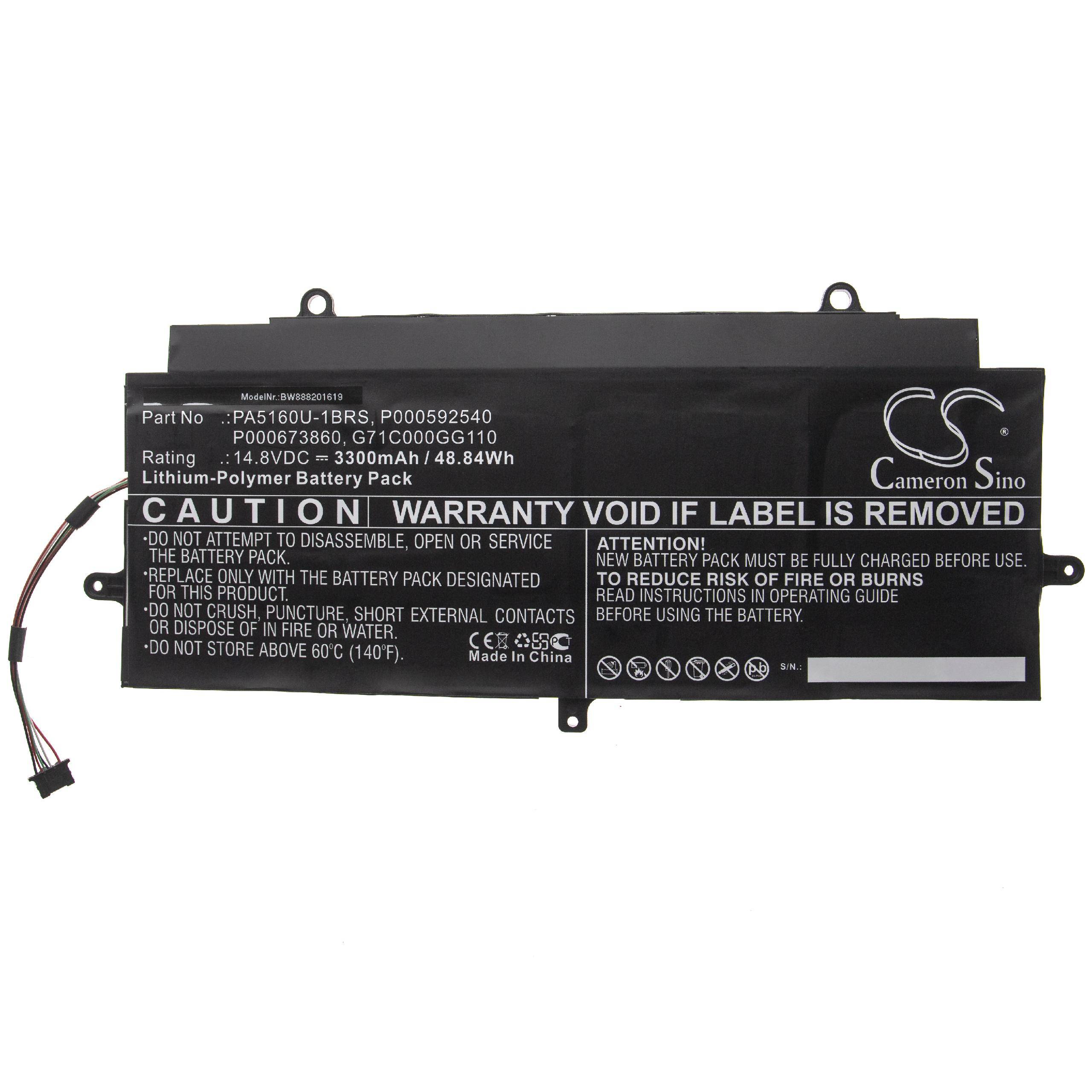 vhbw Akku kompatibel mit Toshiba PSU8SA-00C006, PSU8SA-00C00T, PSU8SA-00T00U Notebook (3300mAh, 14,8V, Li-Polymer)