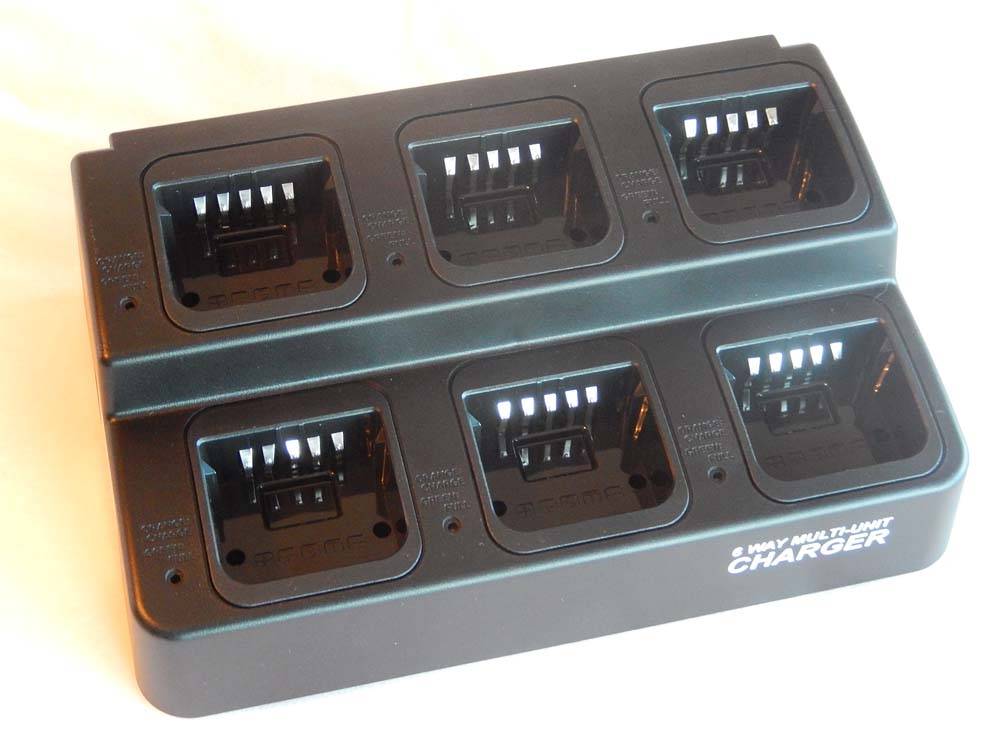 vhbw 6-fach Ladegerät kompatibel mit ICOM BP-222N, BP-222 Funkgerät-Akkus - Ladestation + Stromkabel, 8 - 15 V