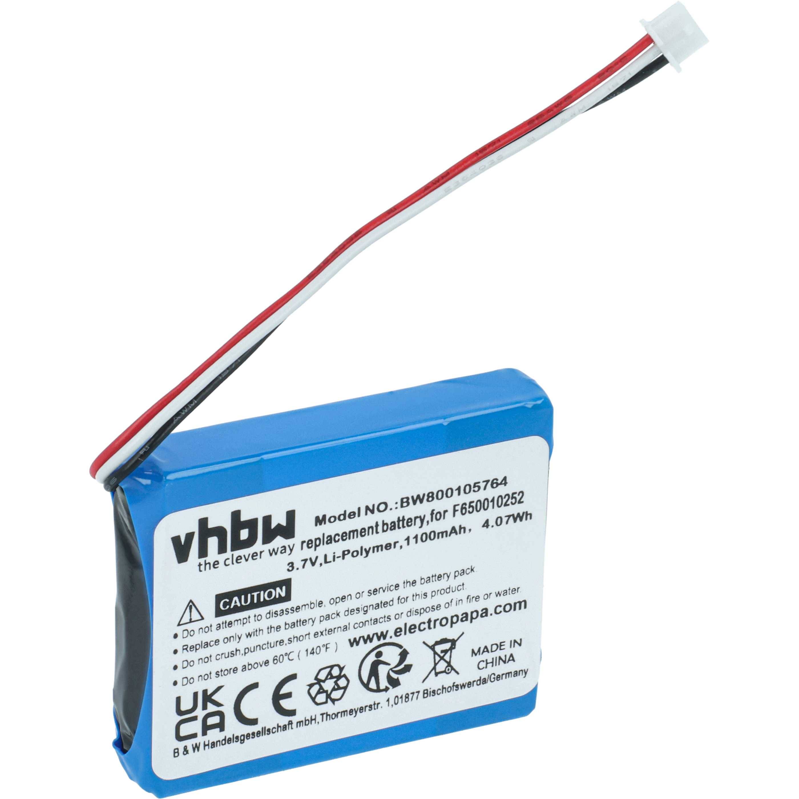 vhbw Akku kompatibel mit TomTom One 4N00.012, 4N01.000, 4N01.001, 4N00.005, 4N00.006 GPS Navigation Navi (1100 mAh, 3,7 V, Li-Ion)