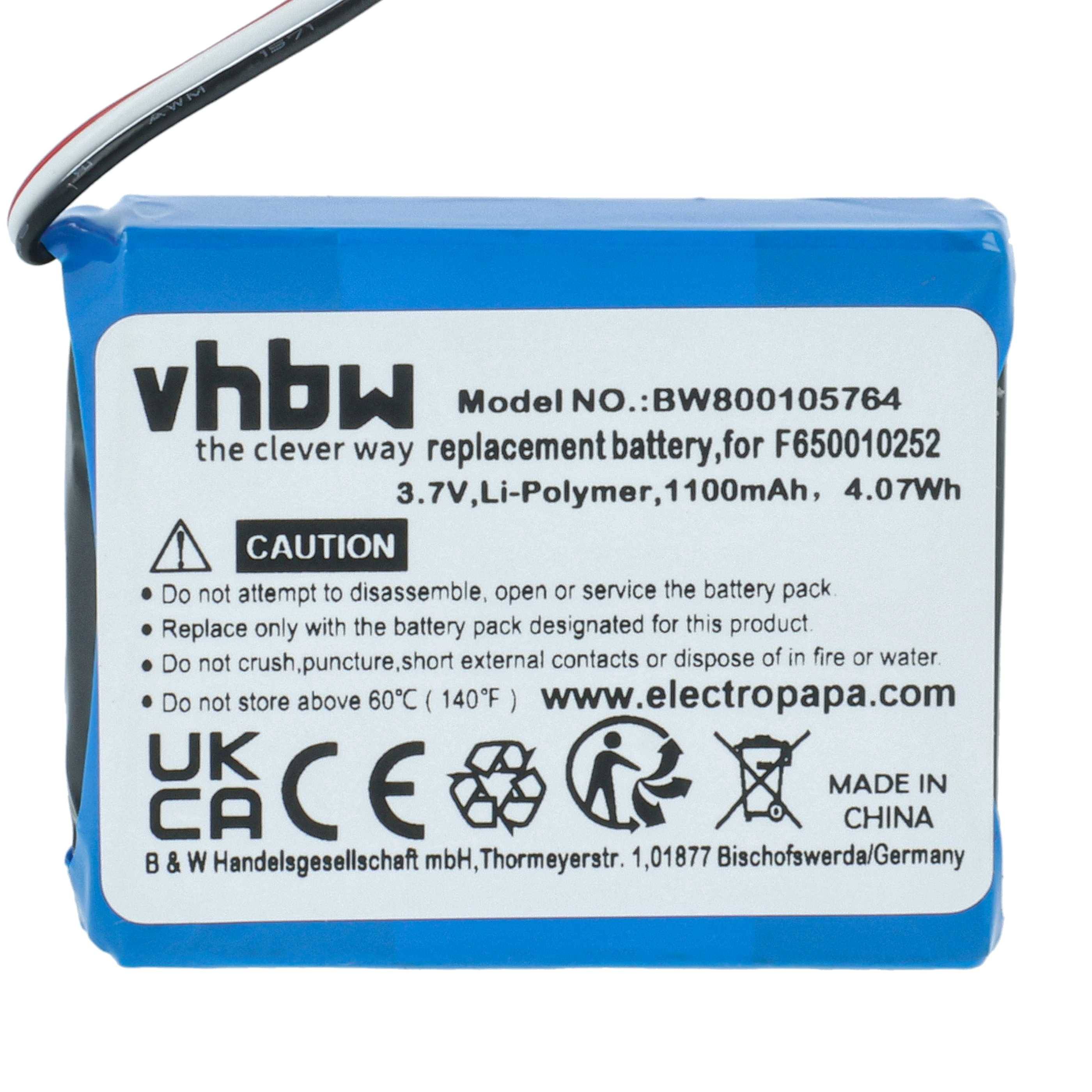 vhbw 1x Akku Ersatz für Maxwell IPC653443 für GPS Navigation Navi (1100 mAh, 3,7 V, Li-Ion)