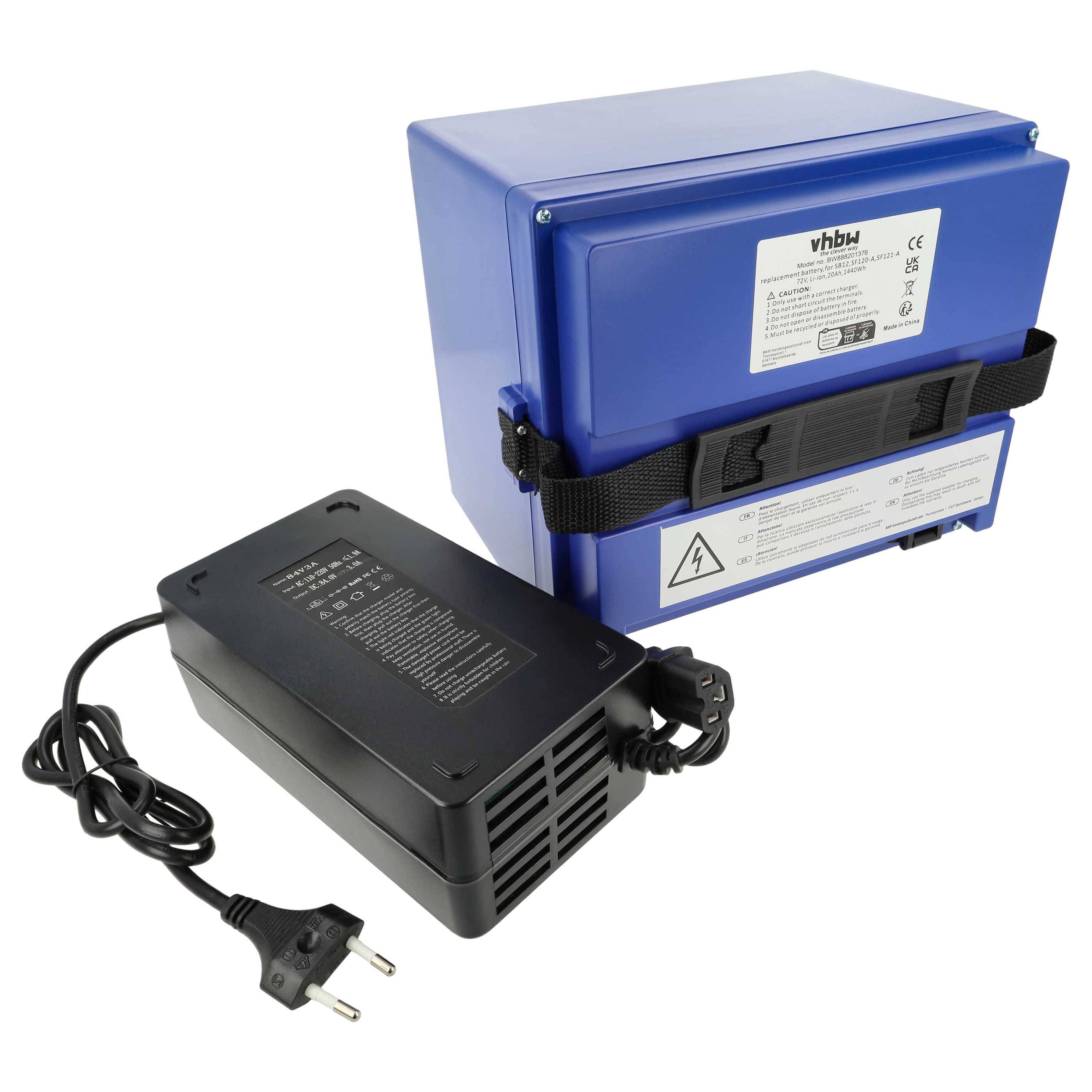 vhbw 1x Akku kompatibel mit Futura Falcon Elektrorollstühle, E-Scooter, E-Roller, E-Bikes, Boote usw. (20 Ah, 72 V, Li-Ion)