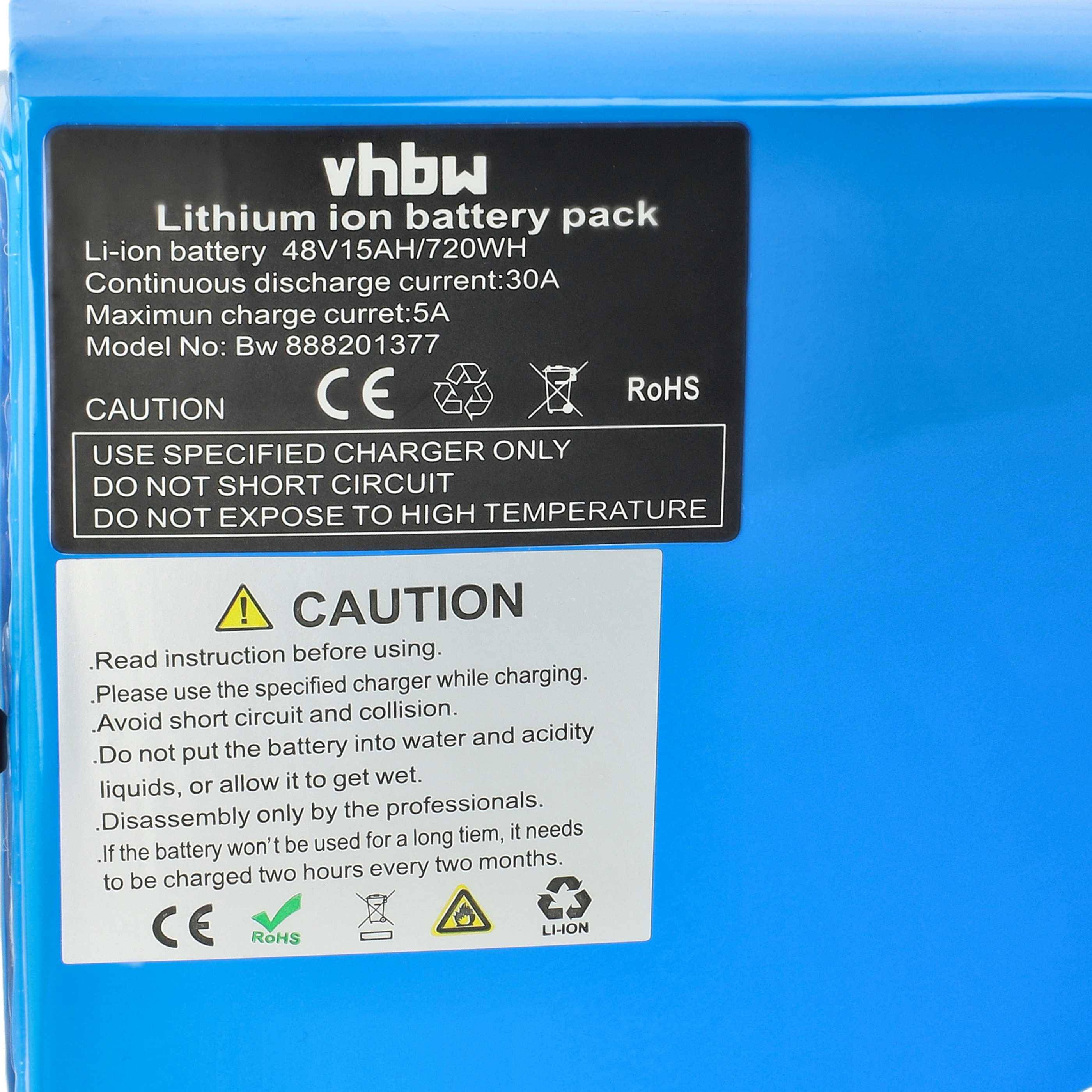 vhbw Akkupack Ersatzzellen + Ladegerät und Dreiecktasche kompatibel mit E-Bike, Pedelec (Li-Ion, 48V, 15000mAh)