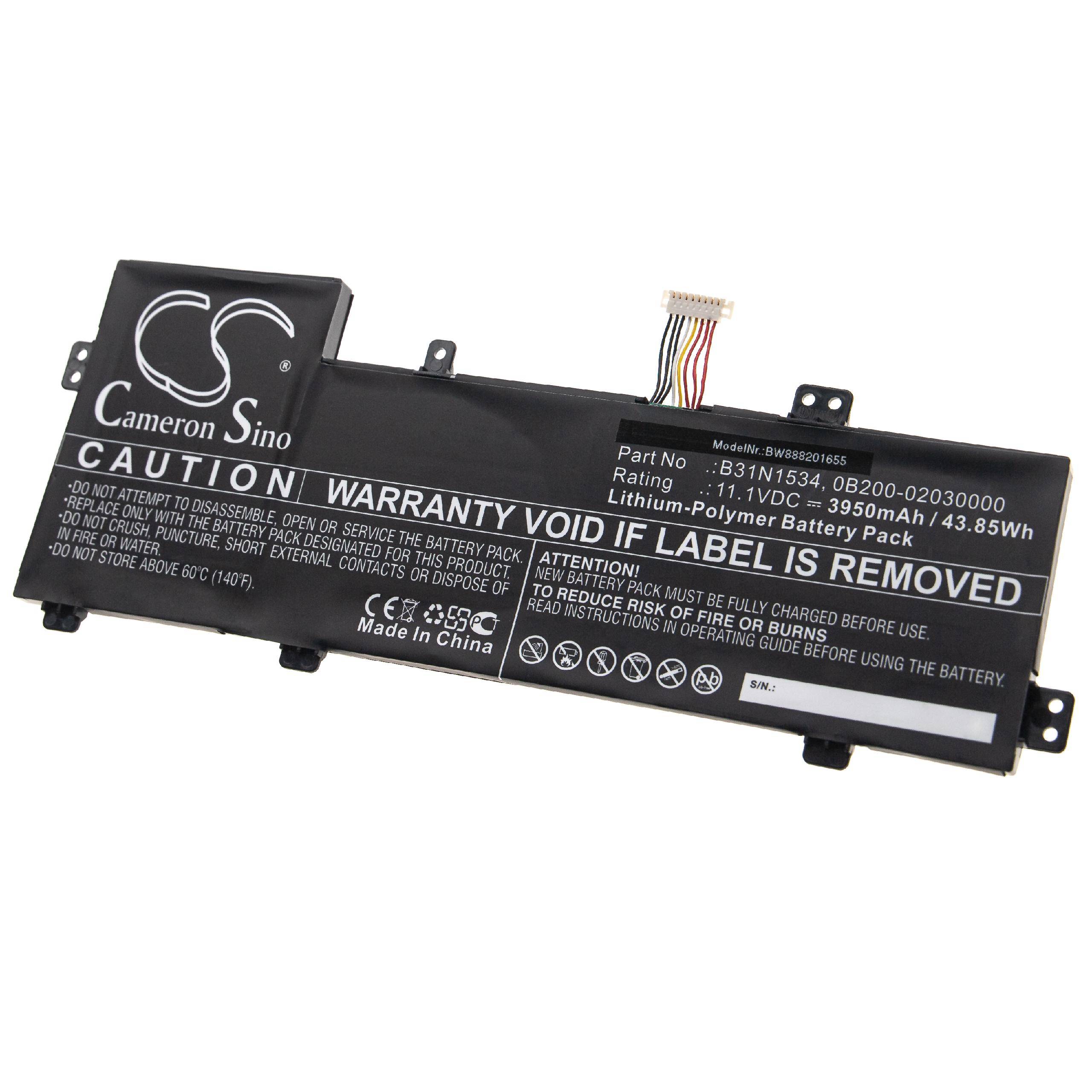 vhbw 1x Akku kompatibel mit Asus ZenBook UX510UXCN047T, UX510UXCN179T, UX510UX-CN047T Notebook (3950 mAh, 11,1 V, Li-Polymer)