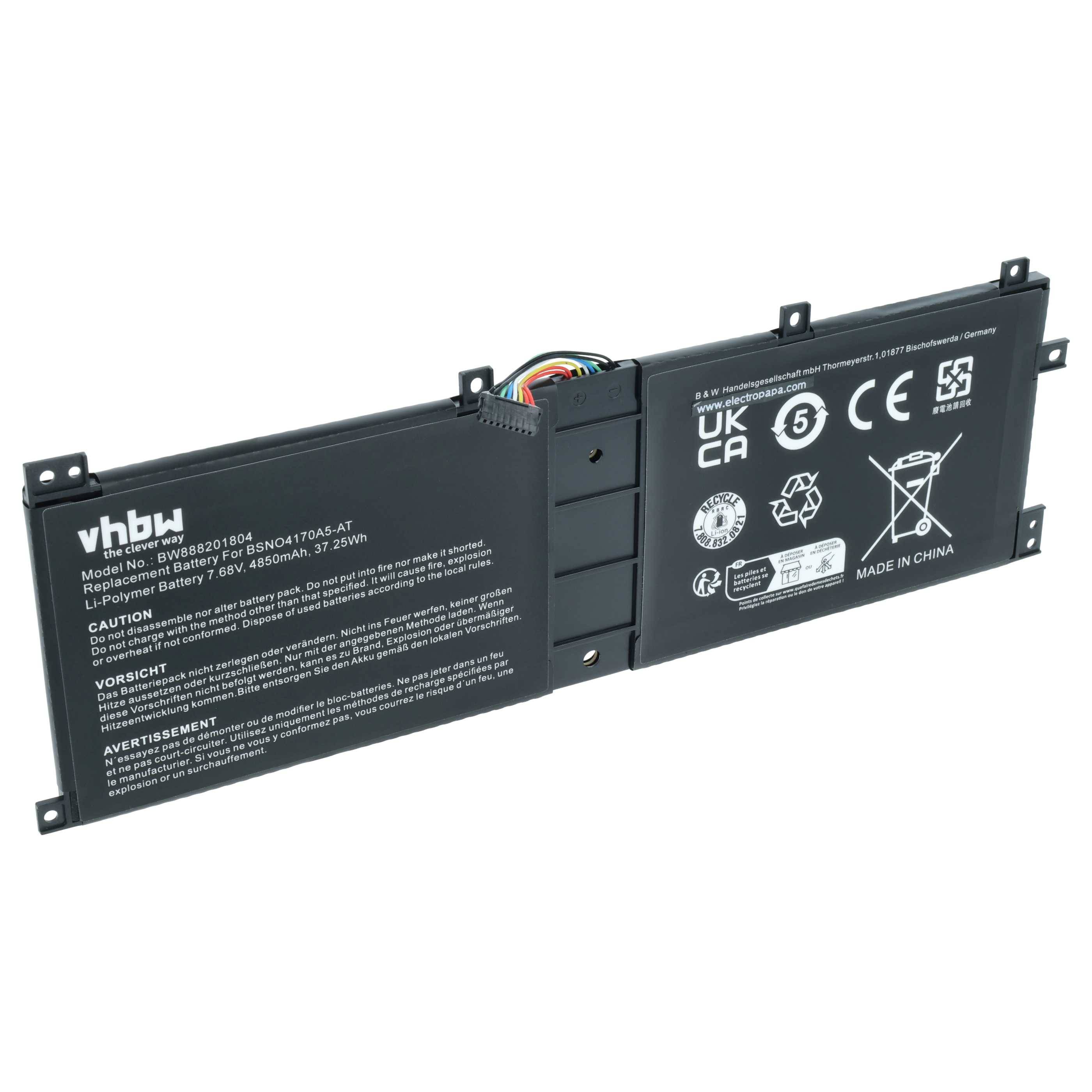 vhbw Akku kompatibel mit Lenovo IdeaPad Miix 510-12IKB-80XE0006GE, Miix 510-12IKB-80XE0006SP Notebook (4850 mAh, 7,68 V, Li-Polymer)