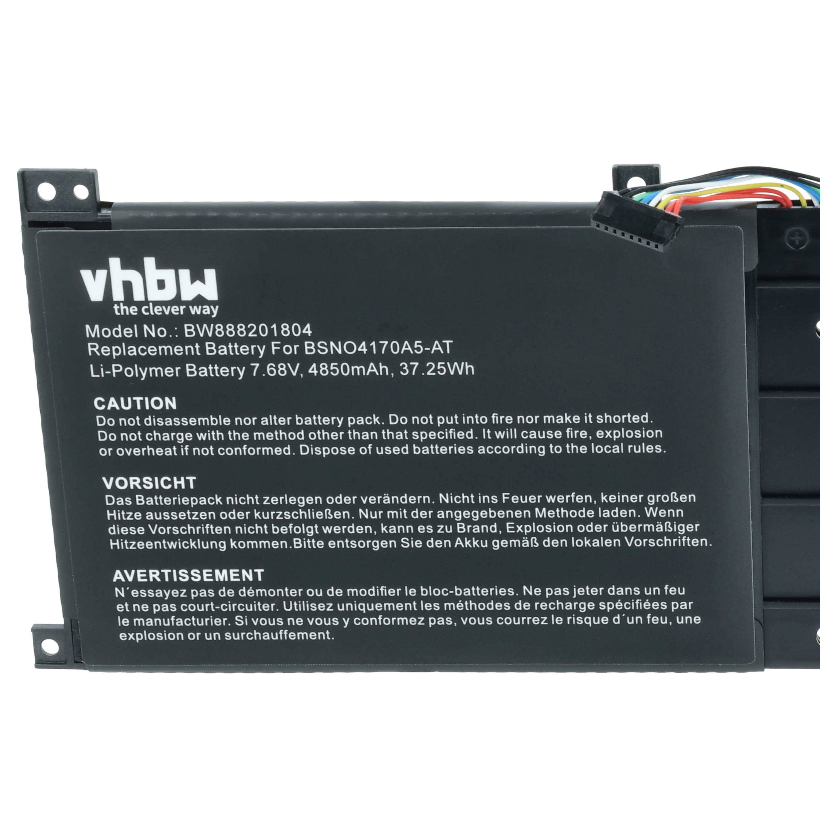 vhbw Akku kompatibel mit Lenovo IdeaPad Miix 510-12IKB-80XE, Miix 510-12IKB, Miix 510 Notebook (4850 mAh, 7,68 V, Li-Polymer)