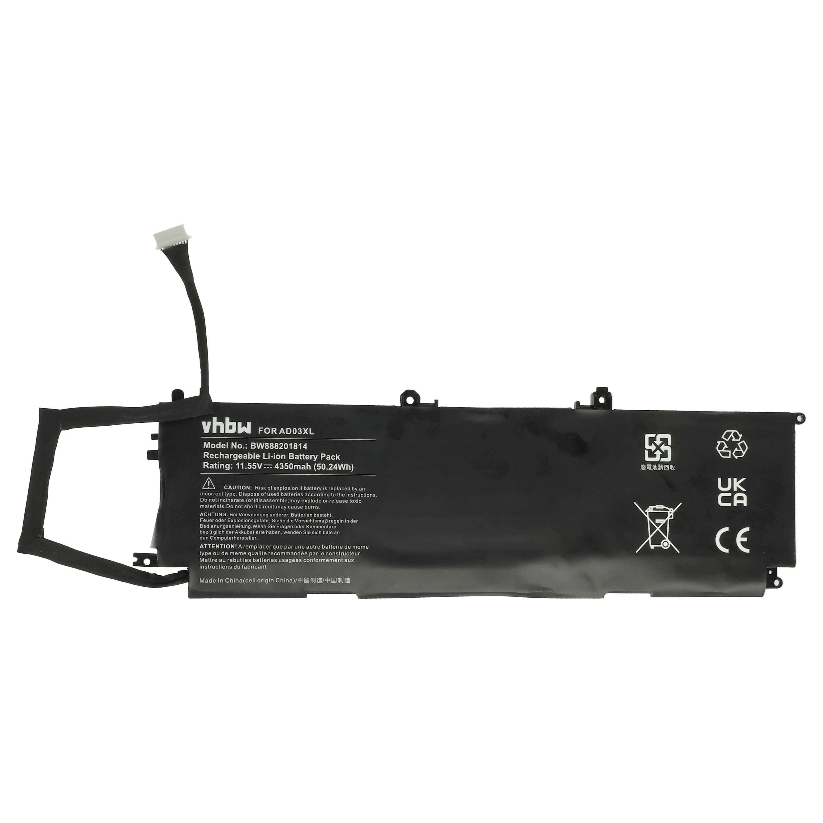 vhbw Akku Ersatz für HP HSTNN-DB8D | für Notebook (4350 mAh, 11,55 V, Li-Ion)