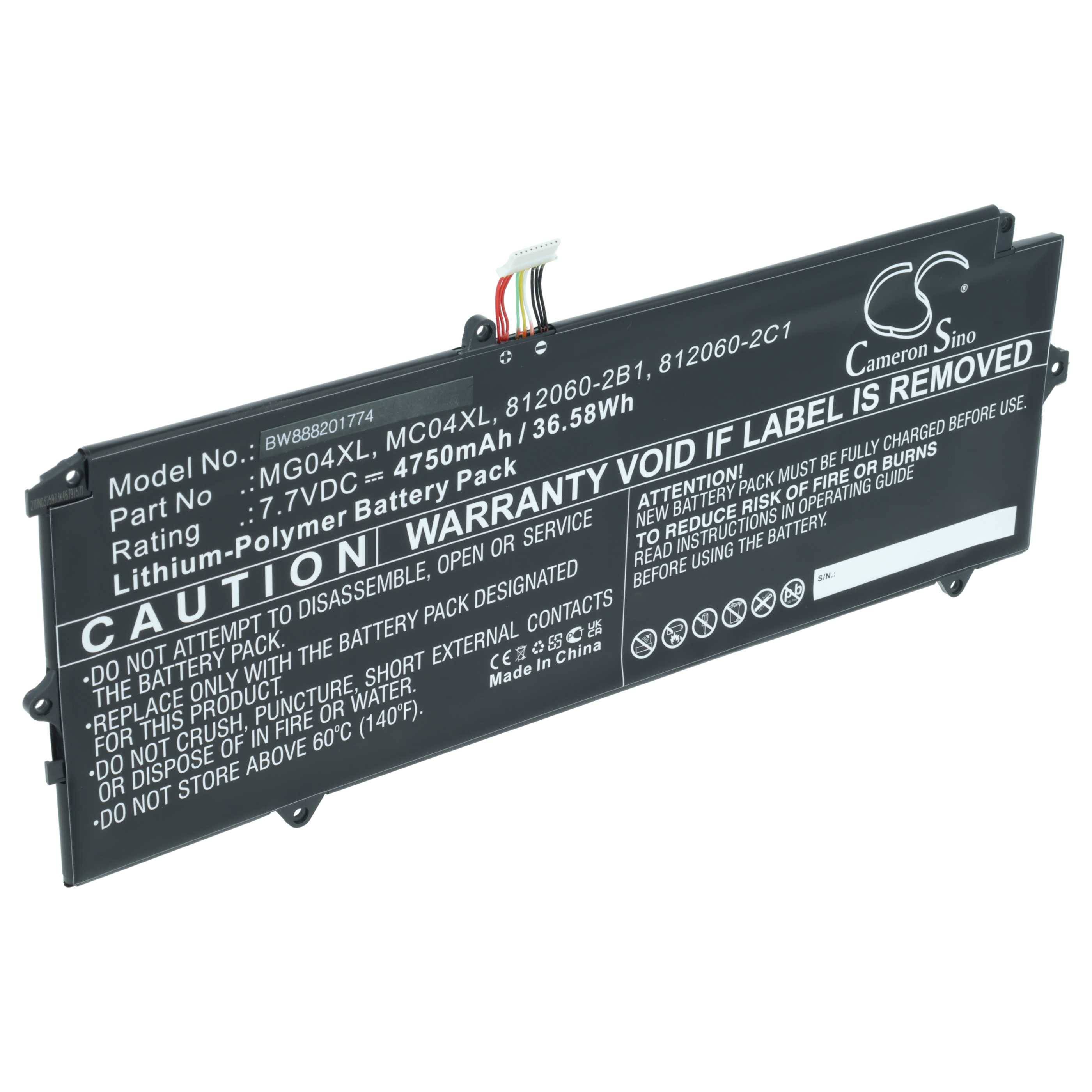 vhbw Akku kompatibel mit HP Elite x2 1012 G1-Y0D58UP, x2 1012 G1-Y0F40UP, x2 1012 G1-Y0F50US Notebook (4750 mAh, 7,7 V, Li-Polymer)