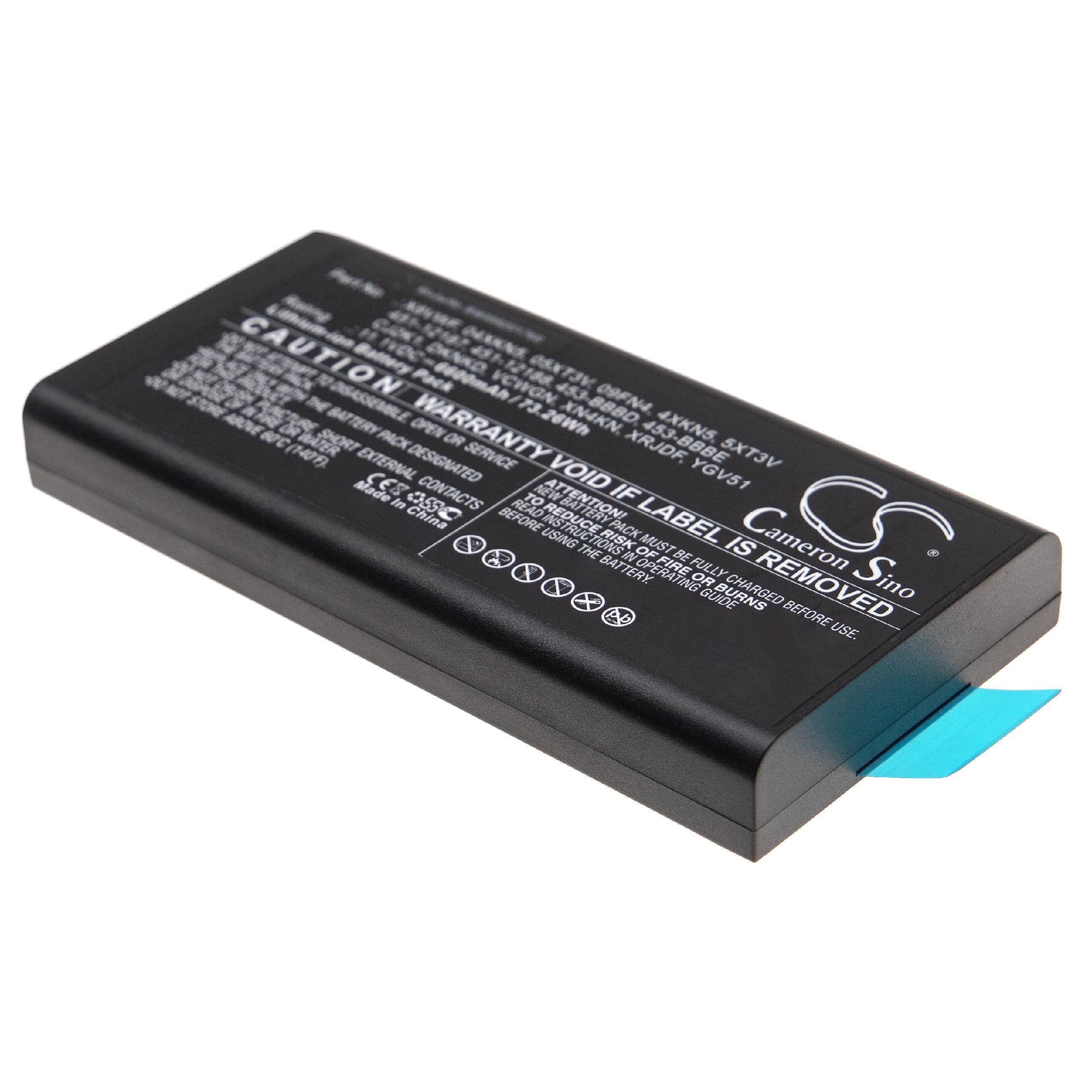 vhbw Akku Ersatz für Dell XN4KN, 453-BBBE, 4XKN5, 5XT3V, CJ2K1, DKNKD, VCWGN, X8VWF für Notebook (6600 mAh, 11,1 V, Li-Ion)