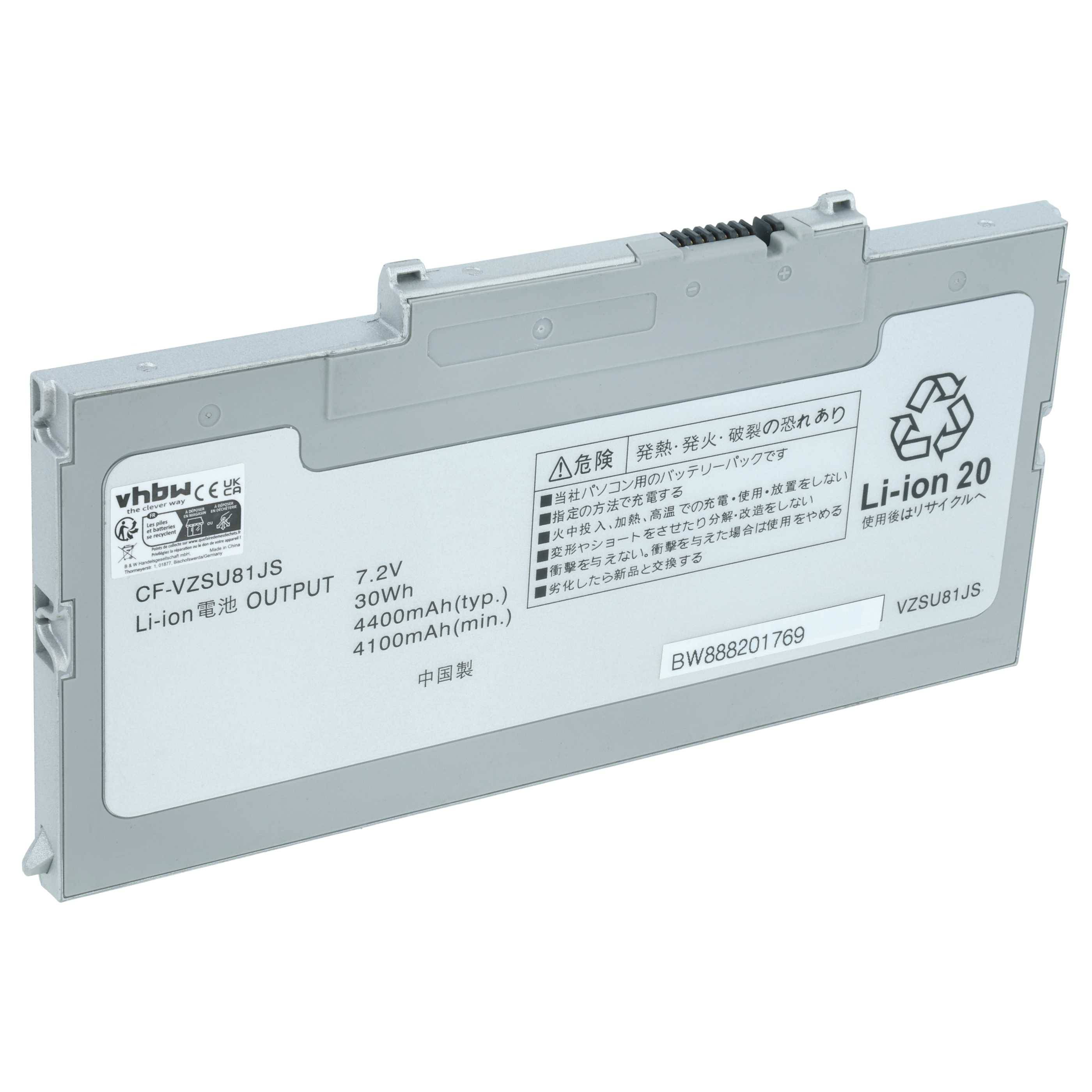 vhbw Akku Ersatz für Panasonic CF-VZSU81, CF-VZSU81EA, CF-VZSU81JS, CF-VZSU81R für Notebook (4200 mAh, 7,2 V, Li-Ion)
