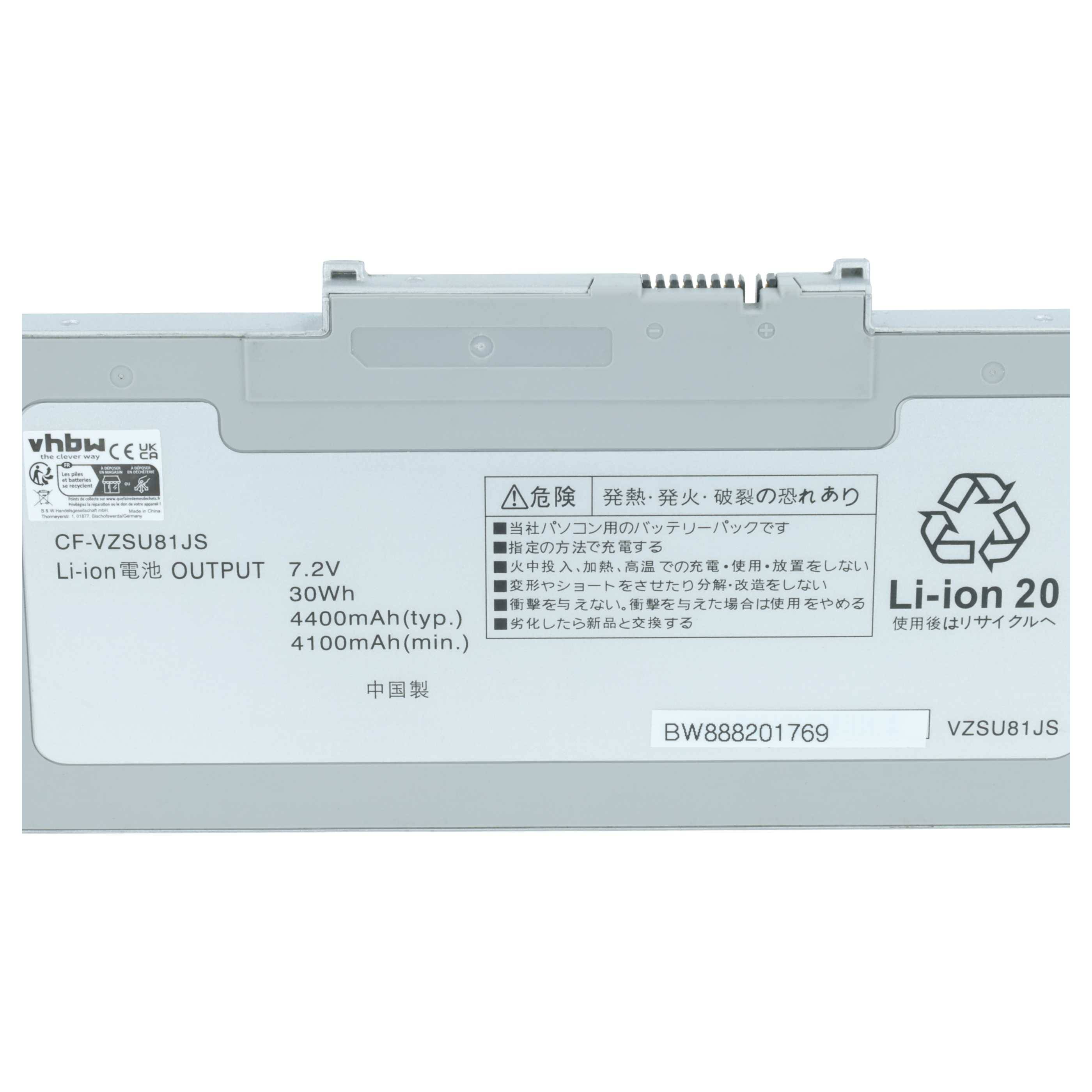 vhbw Akku Ersatz für Panasonic CF-VZSU85, CF-VZSU85JS für Notebook (4200 mAh, 7,2 V, Li-Ion)