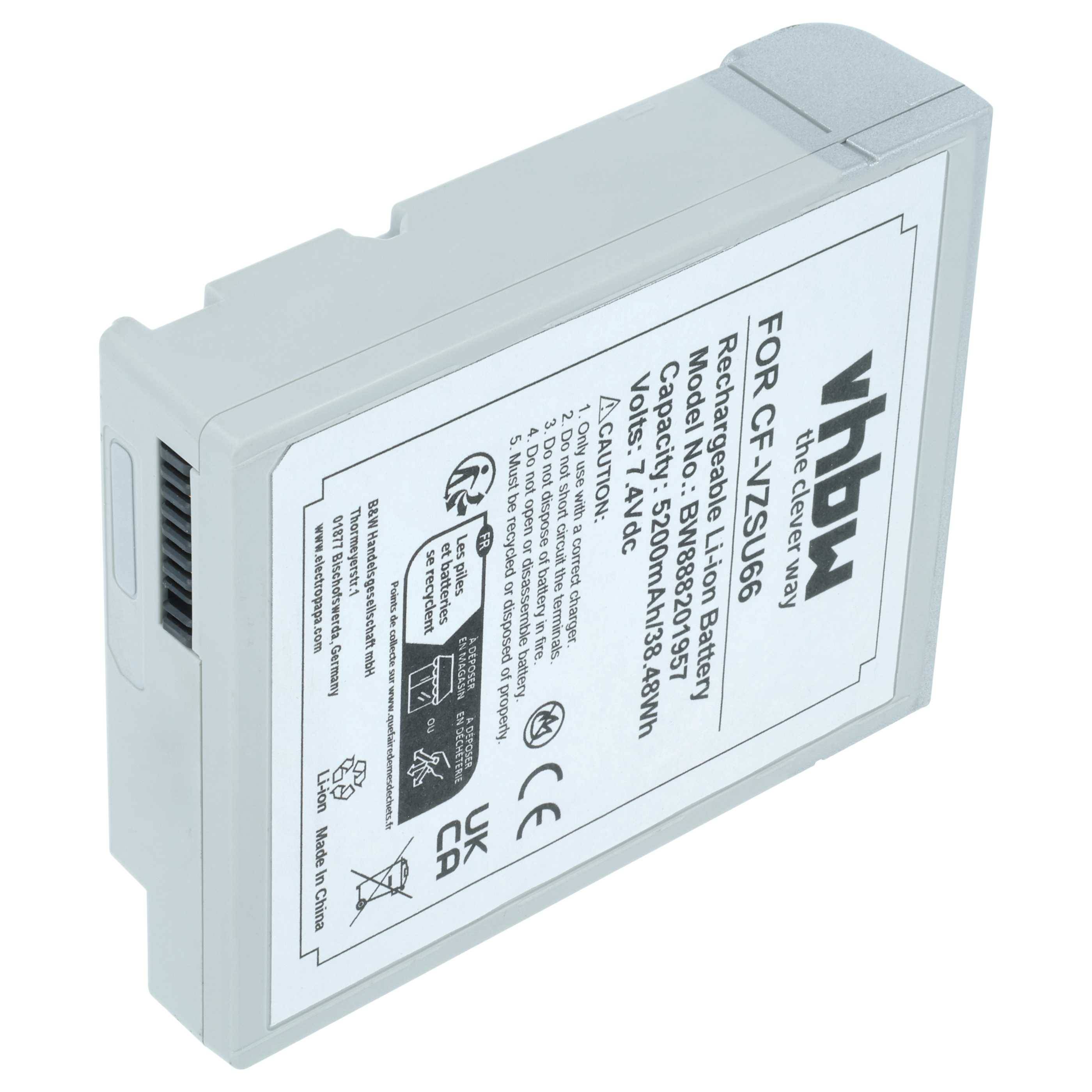 vhbw Akku Ersatz für Panasonic CF-VZSU66U | für Notebook (5200 mAh, 7,4 V, Li-Ion)