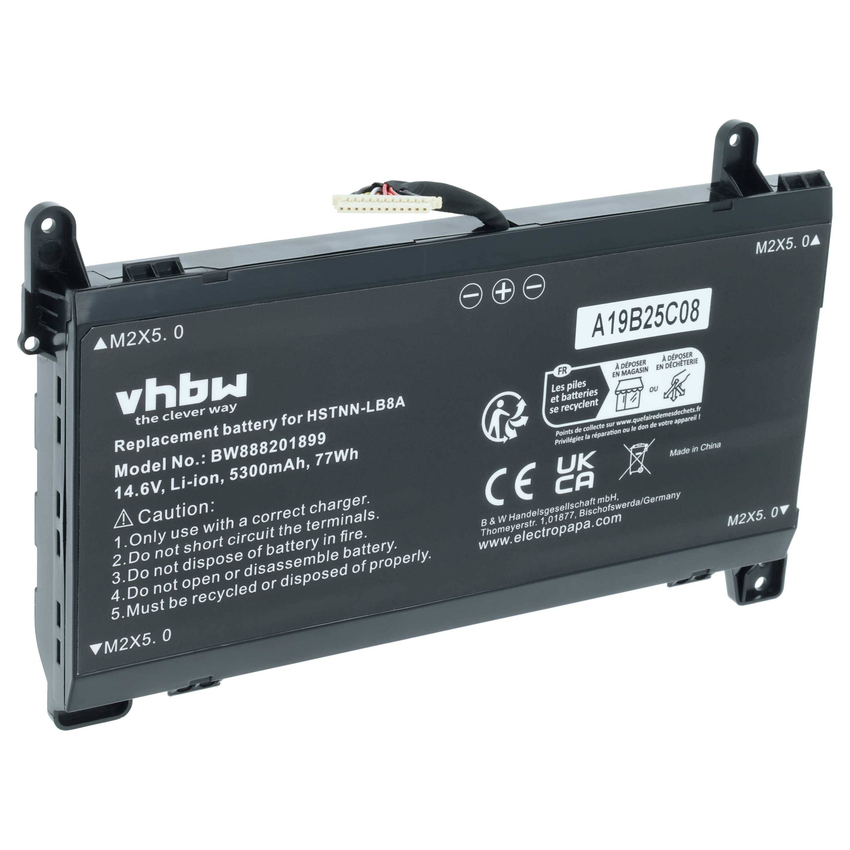 vhbw Akku kompatibel mit HP Omen 17-AN145NF, 17-AN146TX, 17-AN155NA, 17-AN167NB, 17-AN167NZ Notebook (5300mAh, 14,6V, Li-Ion)