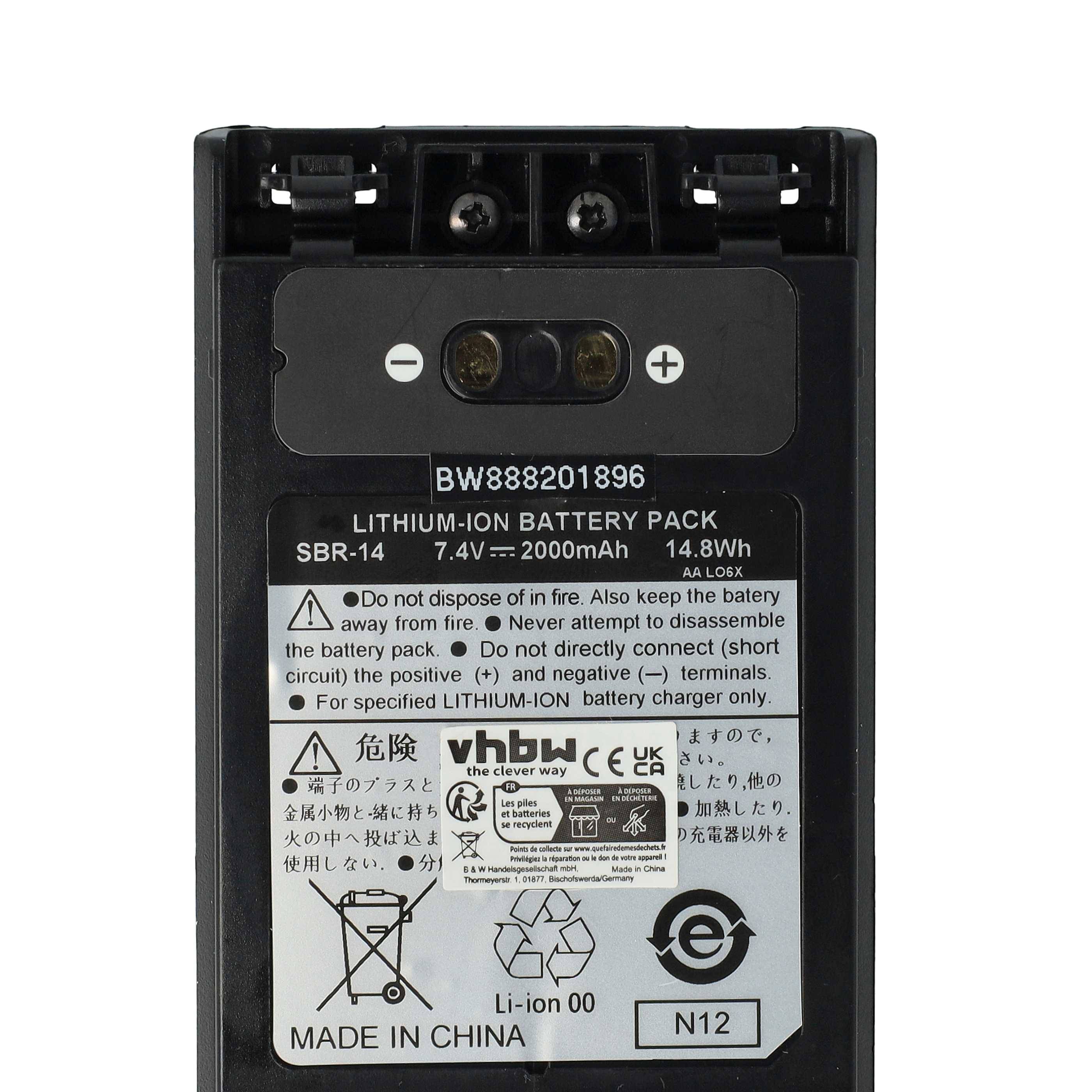 Lithium-Ionen-Batteriepack mit Modellnummer BW8882019C. Wichtige Details: „7,4V, 2000mAh, 14,8Wh