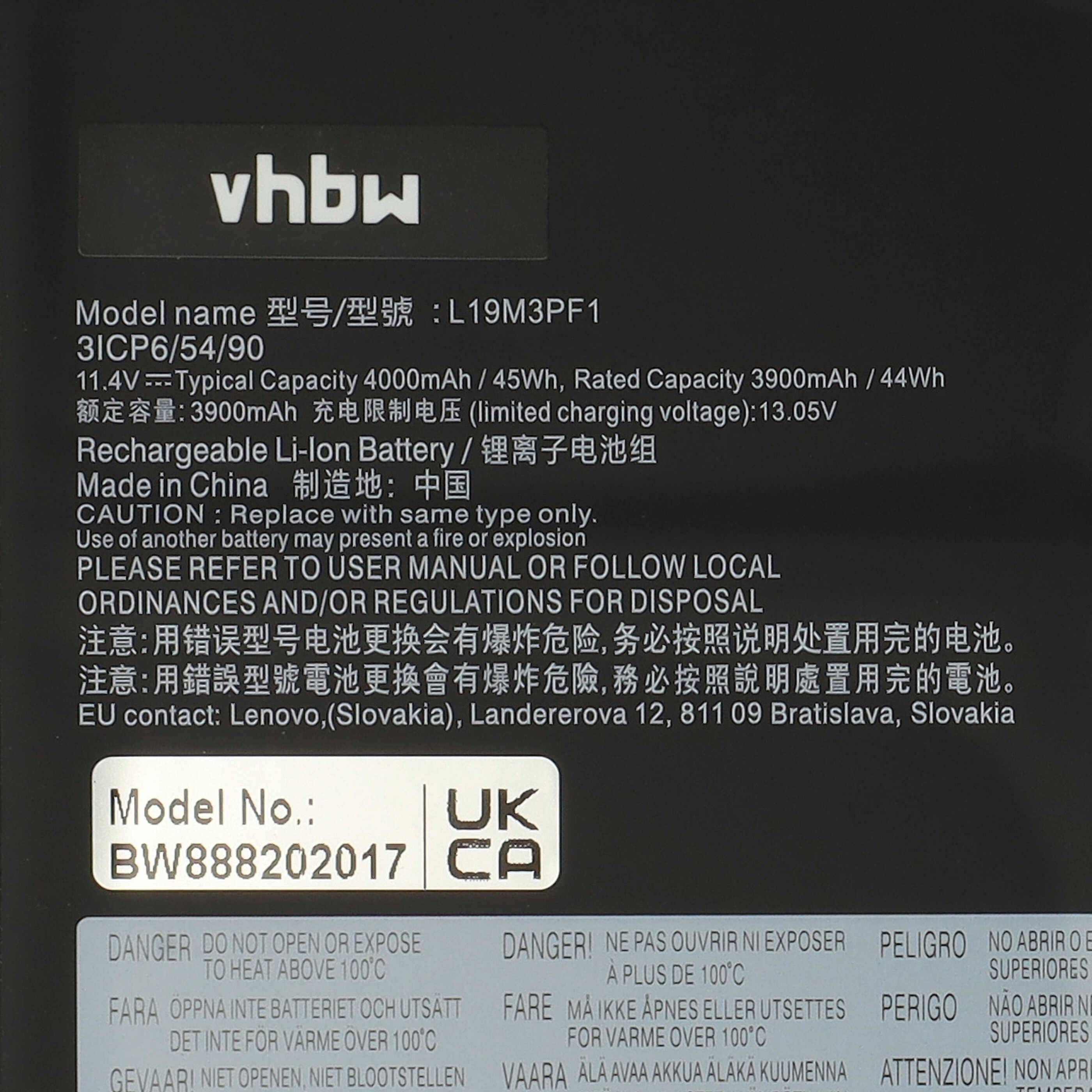 Batterie-Etikett mit Modellnummer BW8882020017, Spannung 11,4V, Kapazität 4000mAh (45Wh). Kompatibel mit Lenovo 3ICP6/54/90.