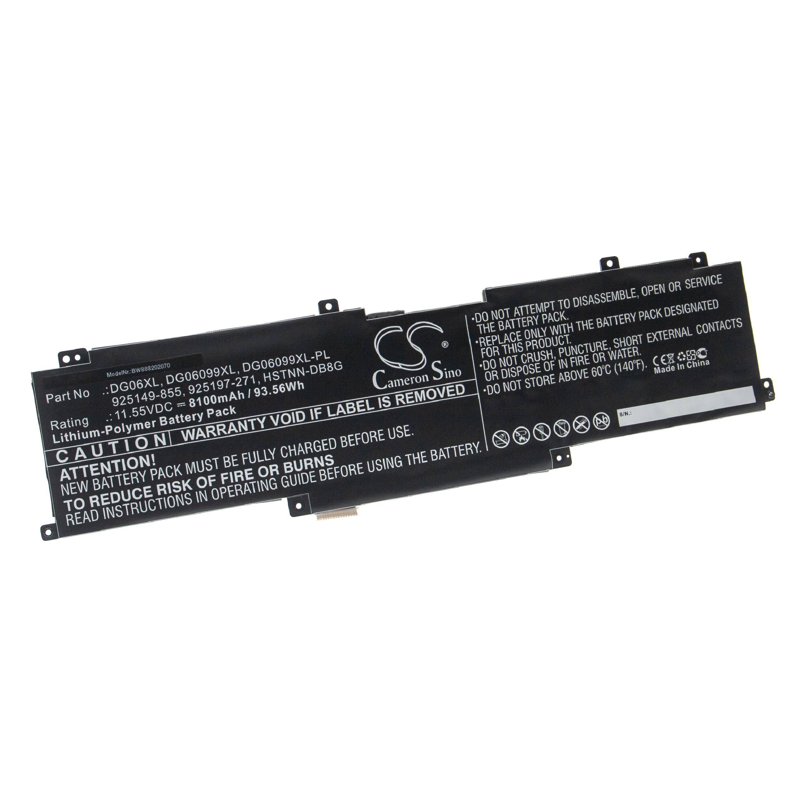 vhbw Akku Ersatz für HP HSTNN-DB8G | für Notebook (8100 mAh, 11,55 V, Li-Polymer)