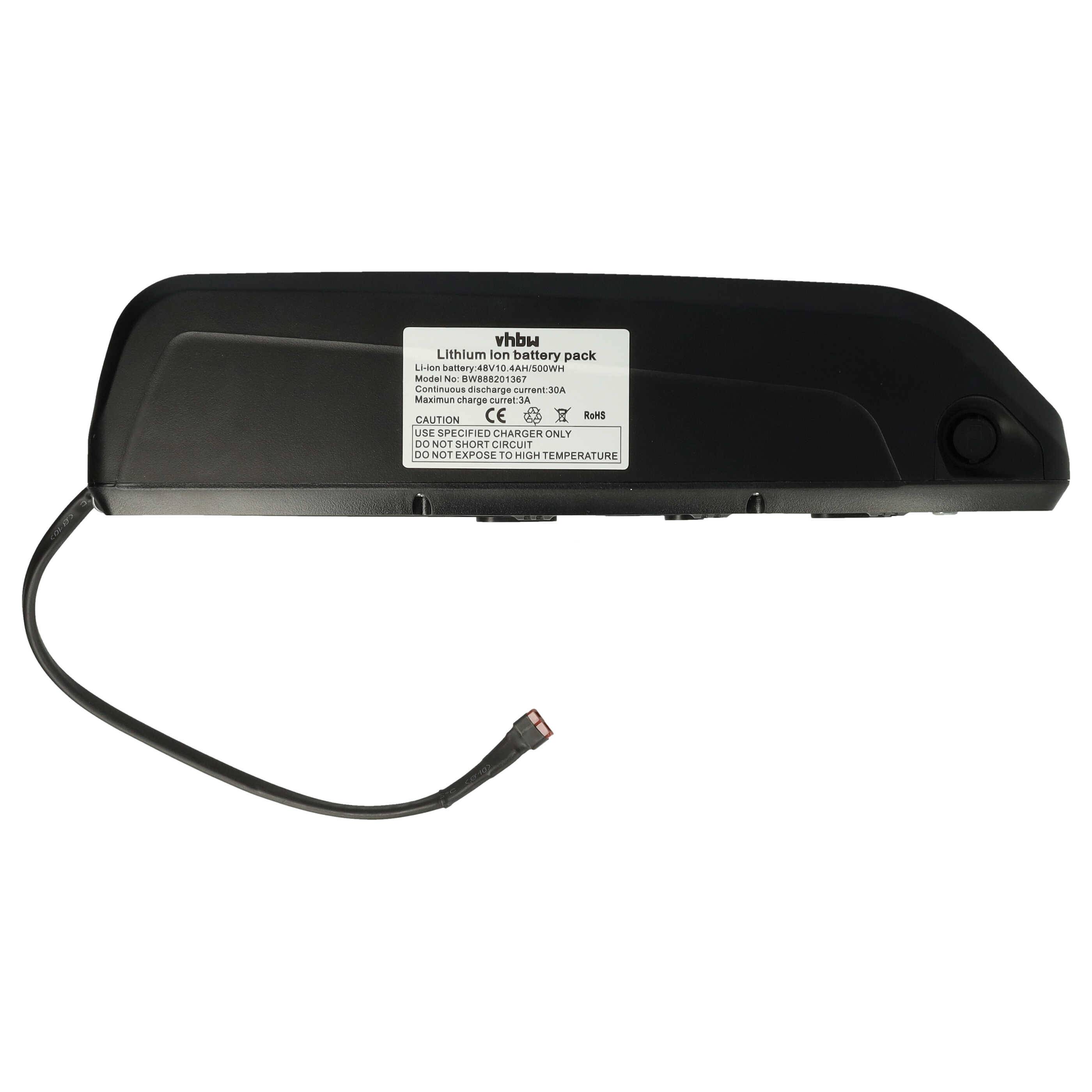 vhbw Unterrohrakku Akku kompatibel mit Bafang BBS01, E-Bikes und Pedelecs kompatibel mit Hailong Akkusystem - Inkl. Ladegerät (10,4 Ah, 48