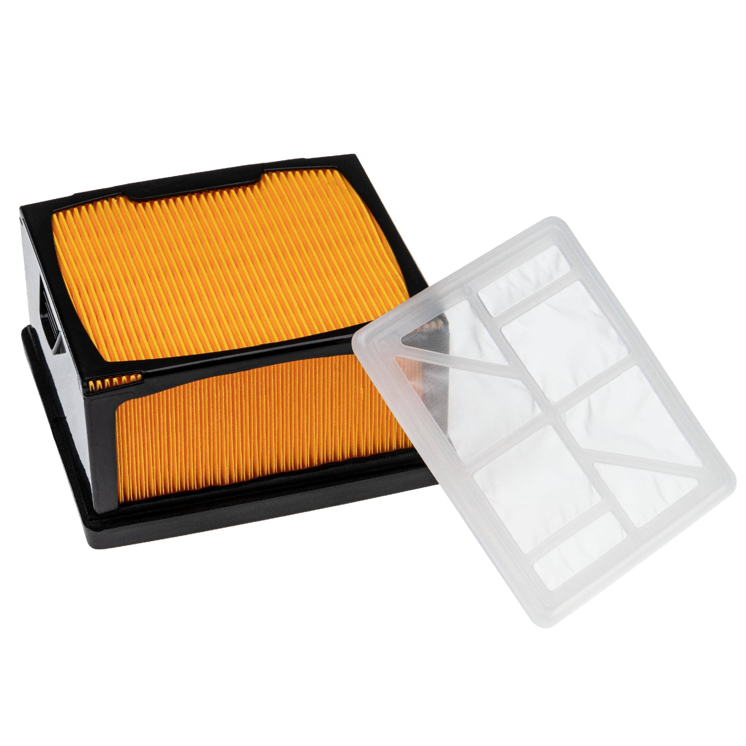vhbw Filterset Ersatz für Husqvarna/Partner 525 47 06-01 für Trennschleifer - 1x Vliesfilter, 1x Nylonfilter Orange Schwarz Transparent