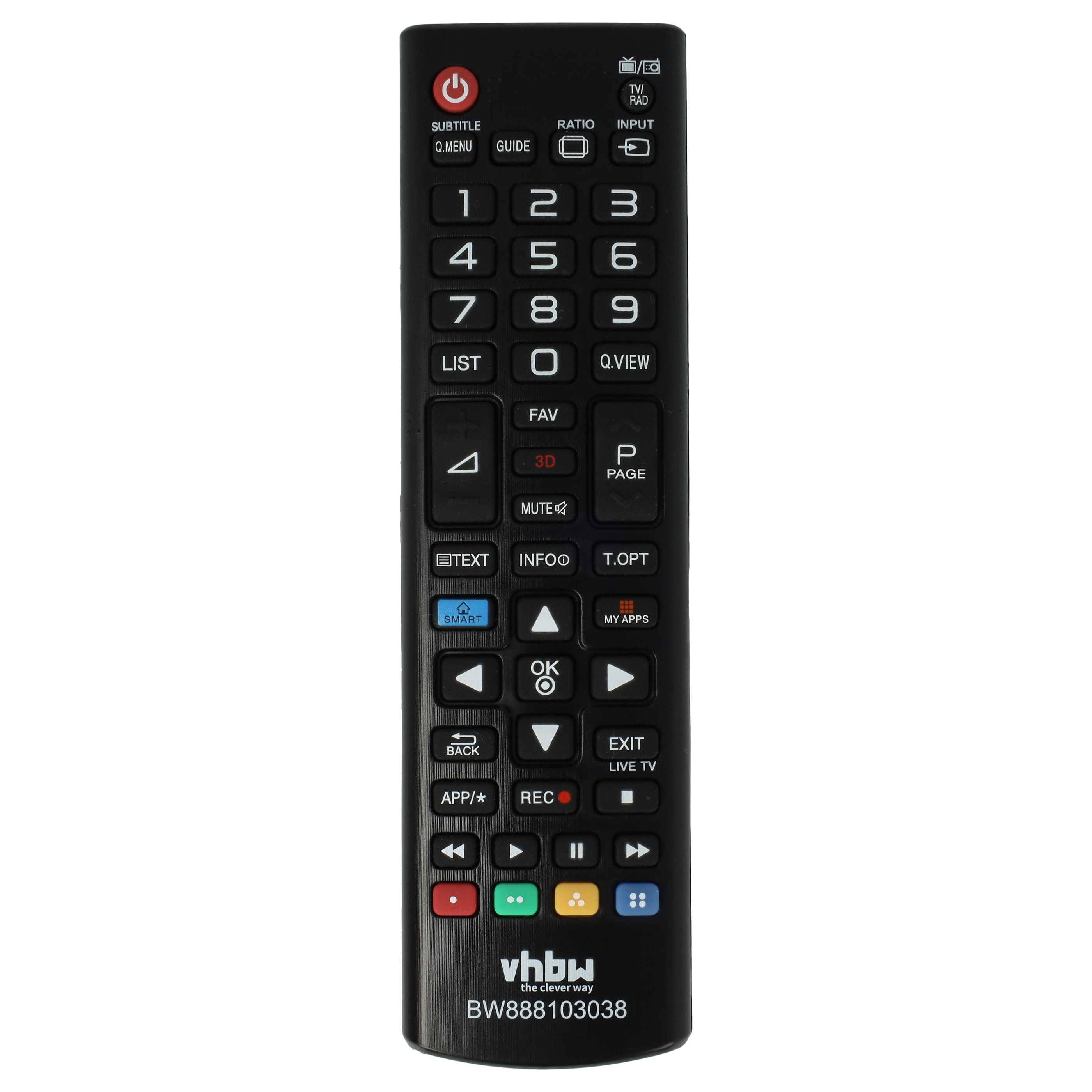 vhbw Fernbedienung kompatibel mit LG 55UH661, 55UH664V, 55UH6507, 55UH6509, 55UH635, 55UH650, 55UH6257 Fernseher, TV - Ersatzfernbedienung