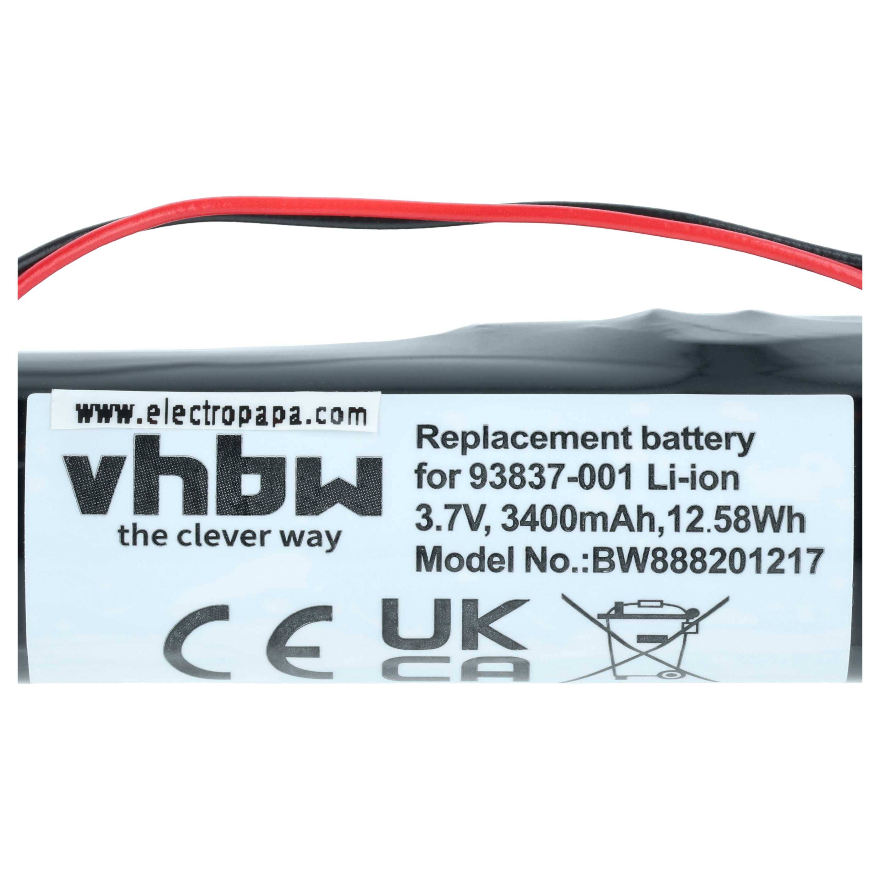 vhbw Akku Ersatz für Wahl 93837-001, 93837-200 für Rasierer Haarschneider (3400mAh, 3,7V, Li-Ion)