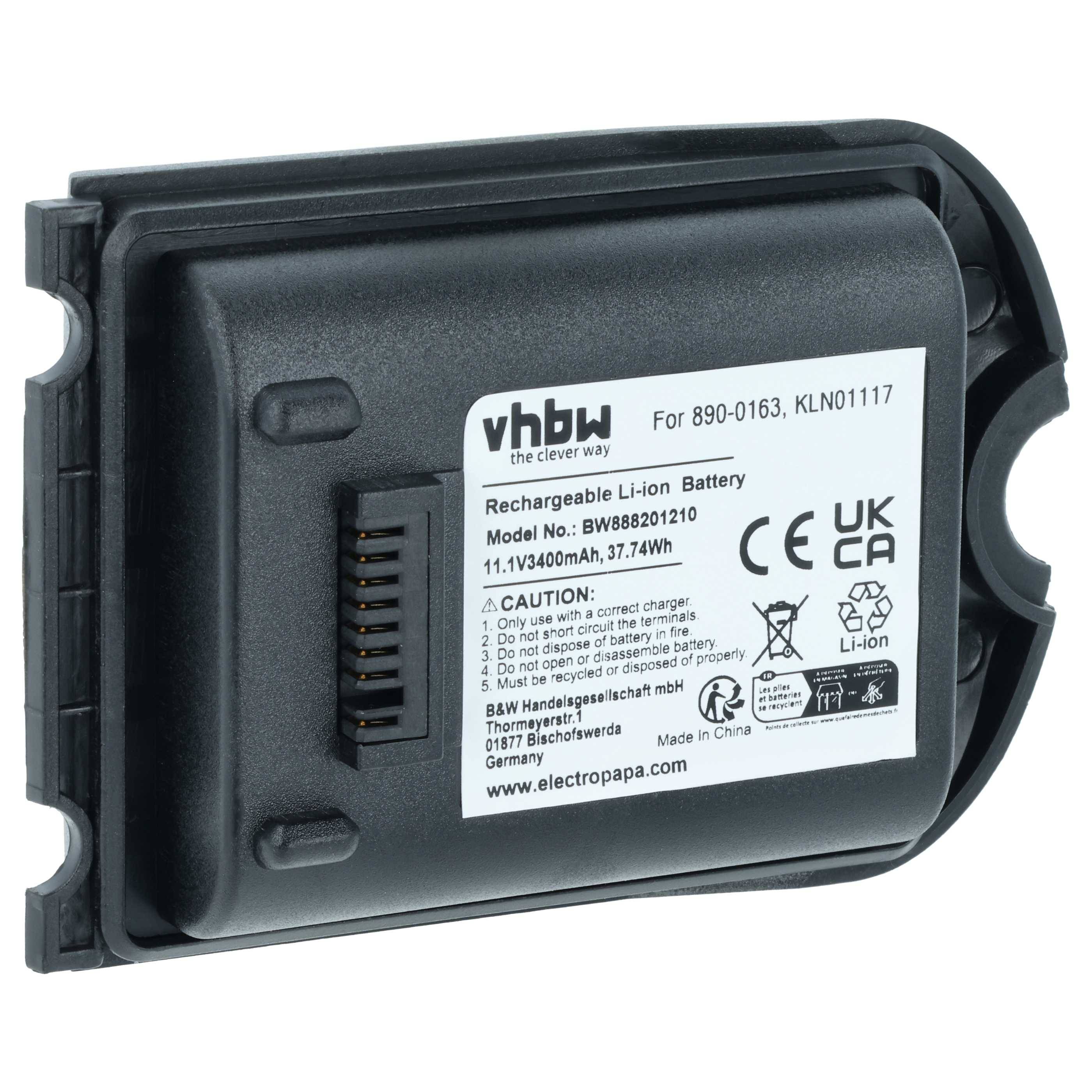 vhbw Akku kompatibel mit Trimble TSC3 Data Collector, Messgerät (3400 mAh, 11,1 V, Li-Ion)
