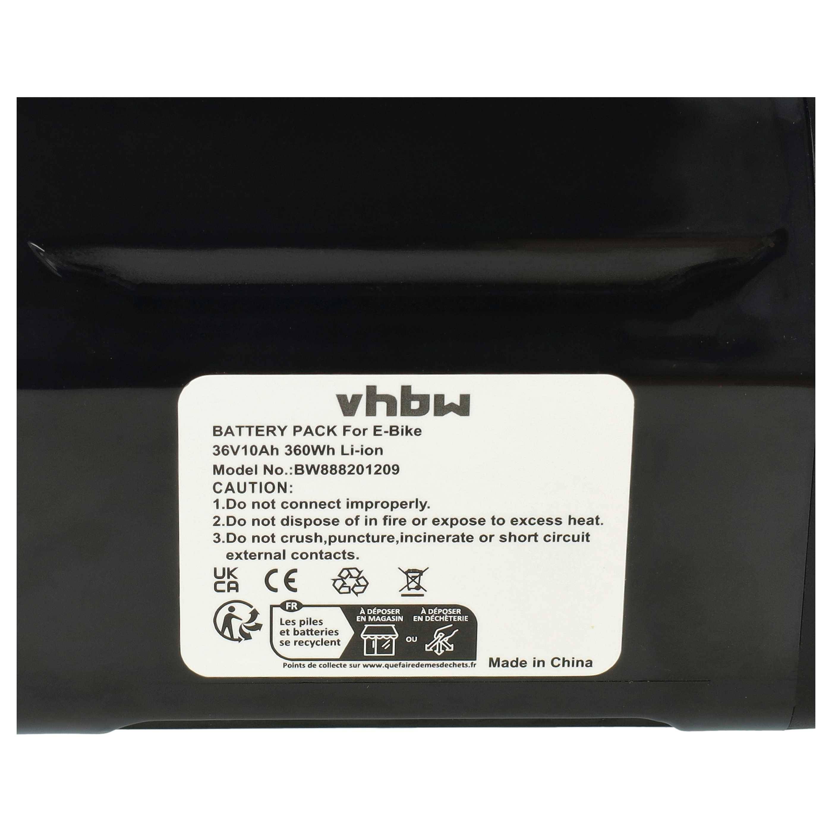 vhbw Akku kompatibel mit Ansmann E-Bike | Schwarz (10 Ah, 36 V, Li-Ion, inkl. Ladegerät)