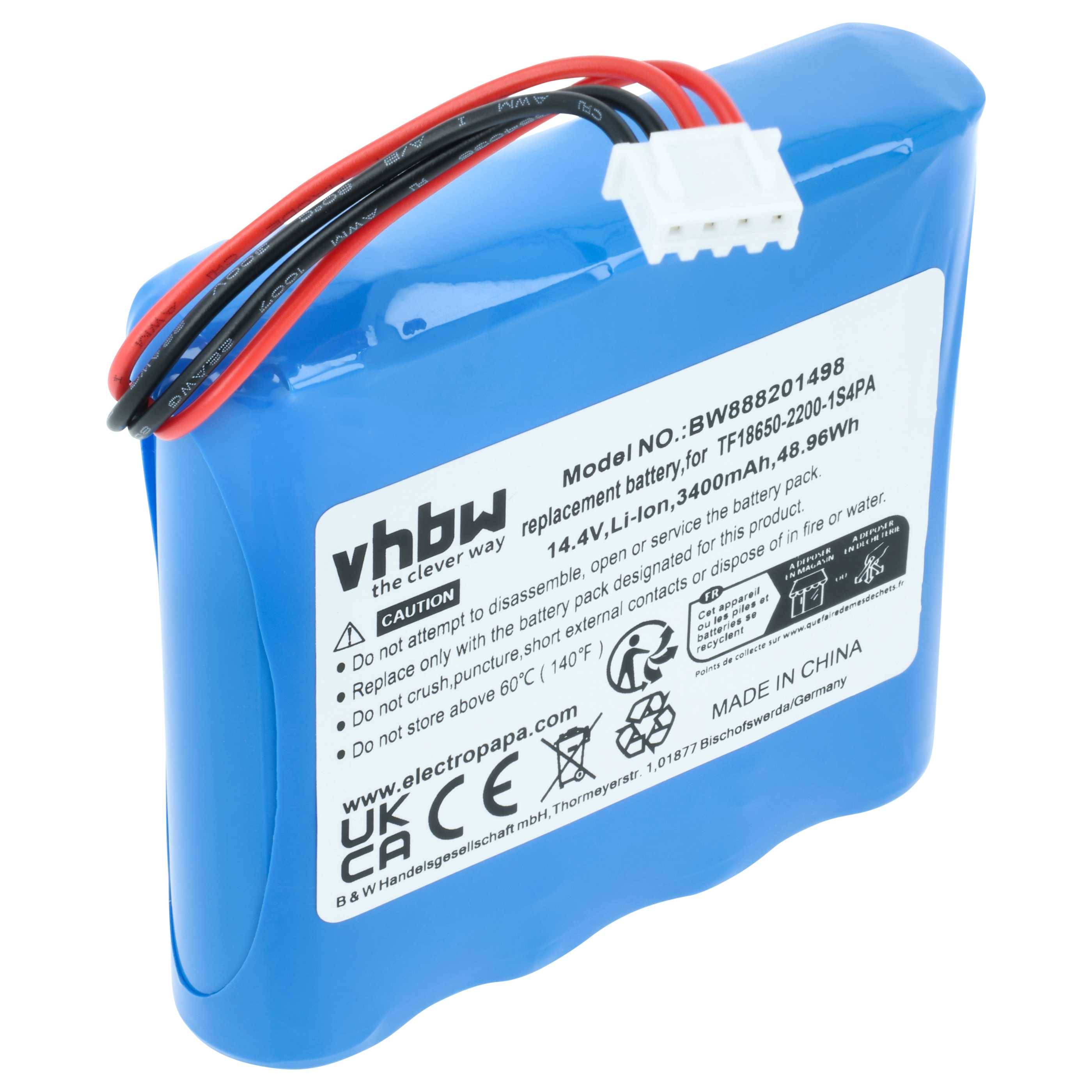 vhbw Akku kompatibel mit Marshall Kilburn digital Radio (3400 mAh, 14,4 V, Li-Ion)