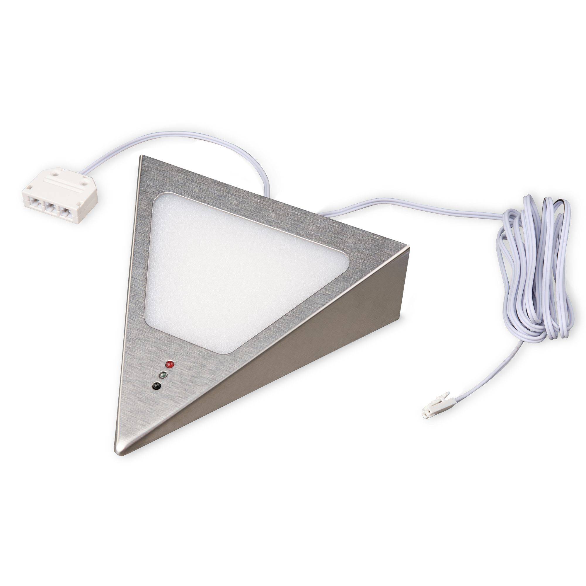 kalb | Dreieck LED Unterbauleuchten mit Sensor, dimmbar, Warmweiß, Edelstahl gebürstet, anschlussfertiges Set