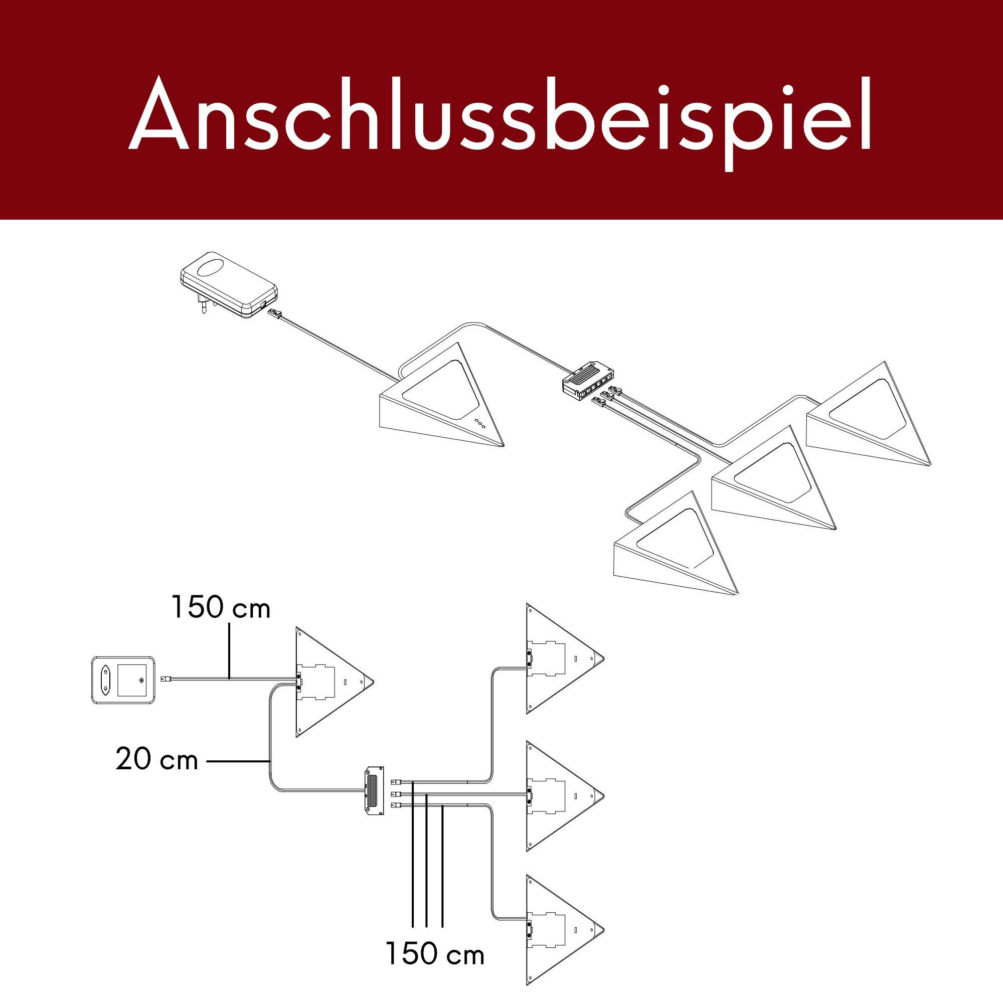 kalb | Dreieck LED Unterbauleuchten mit Sensor, dimmbar, Warmweiß, Edelstahl gebürstet, anschlussfertiges Set